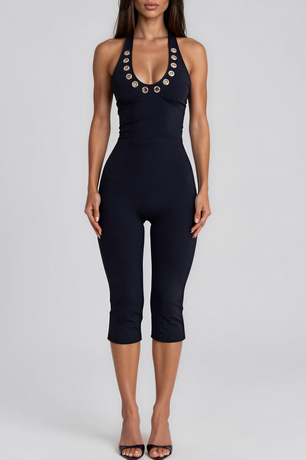 Irmtraut Halter Neck Eyelet Jumpsuit