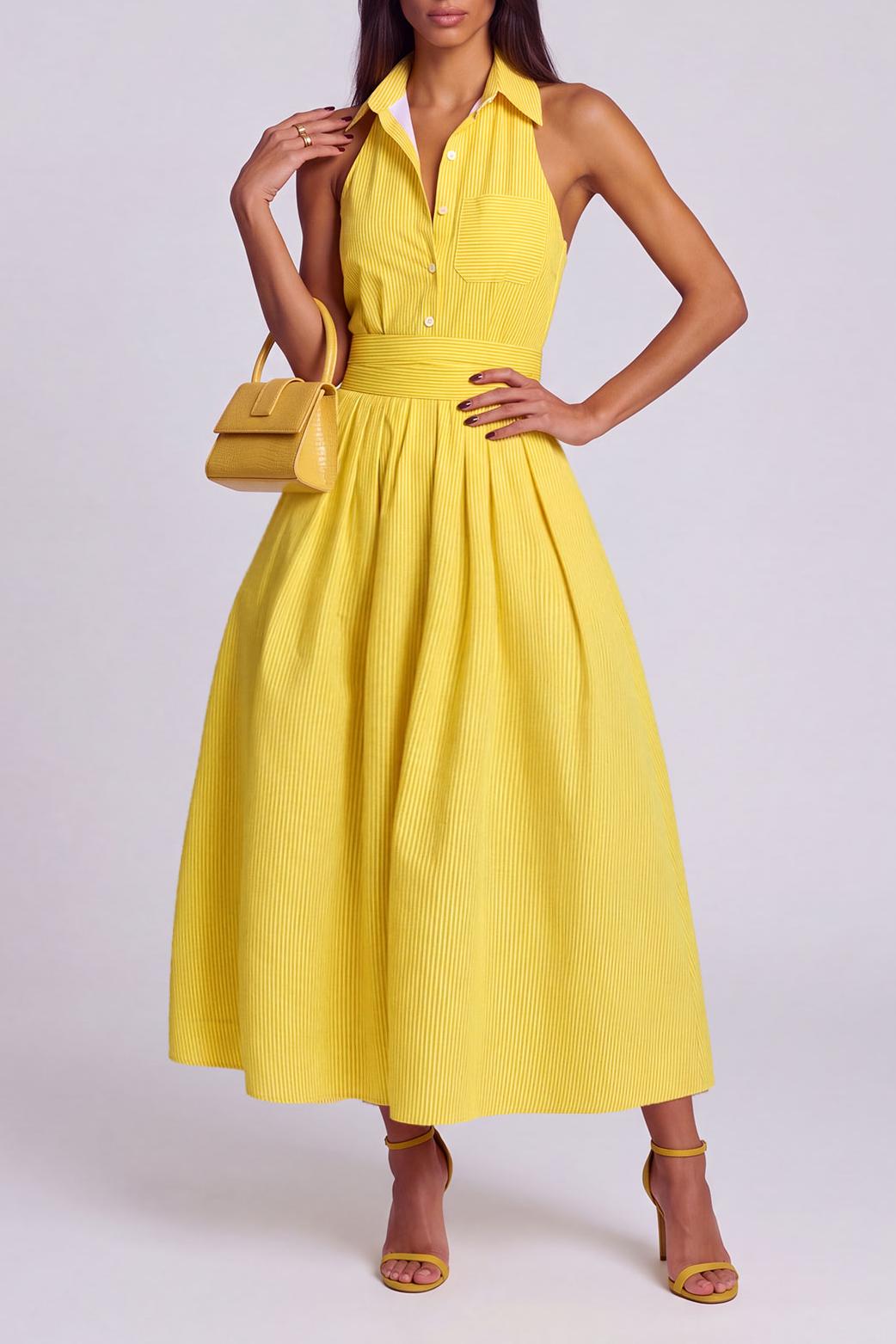 Irnerius Halter Neck Stripe Maxi Dress