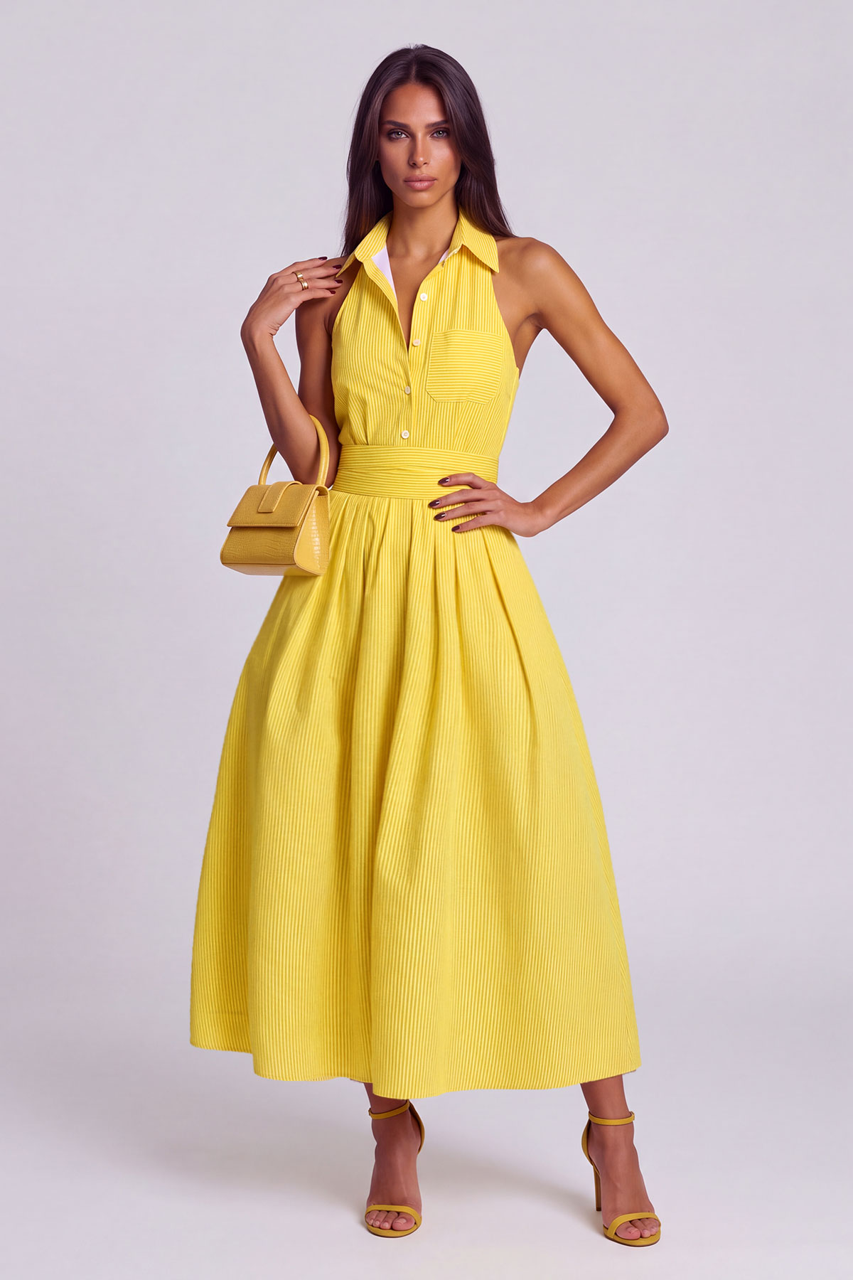 Irnerius Halter Neck Stripe Maxi Dress