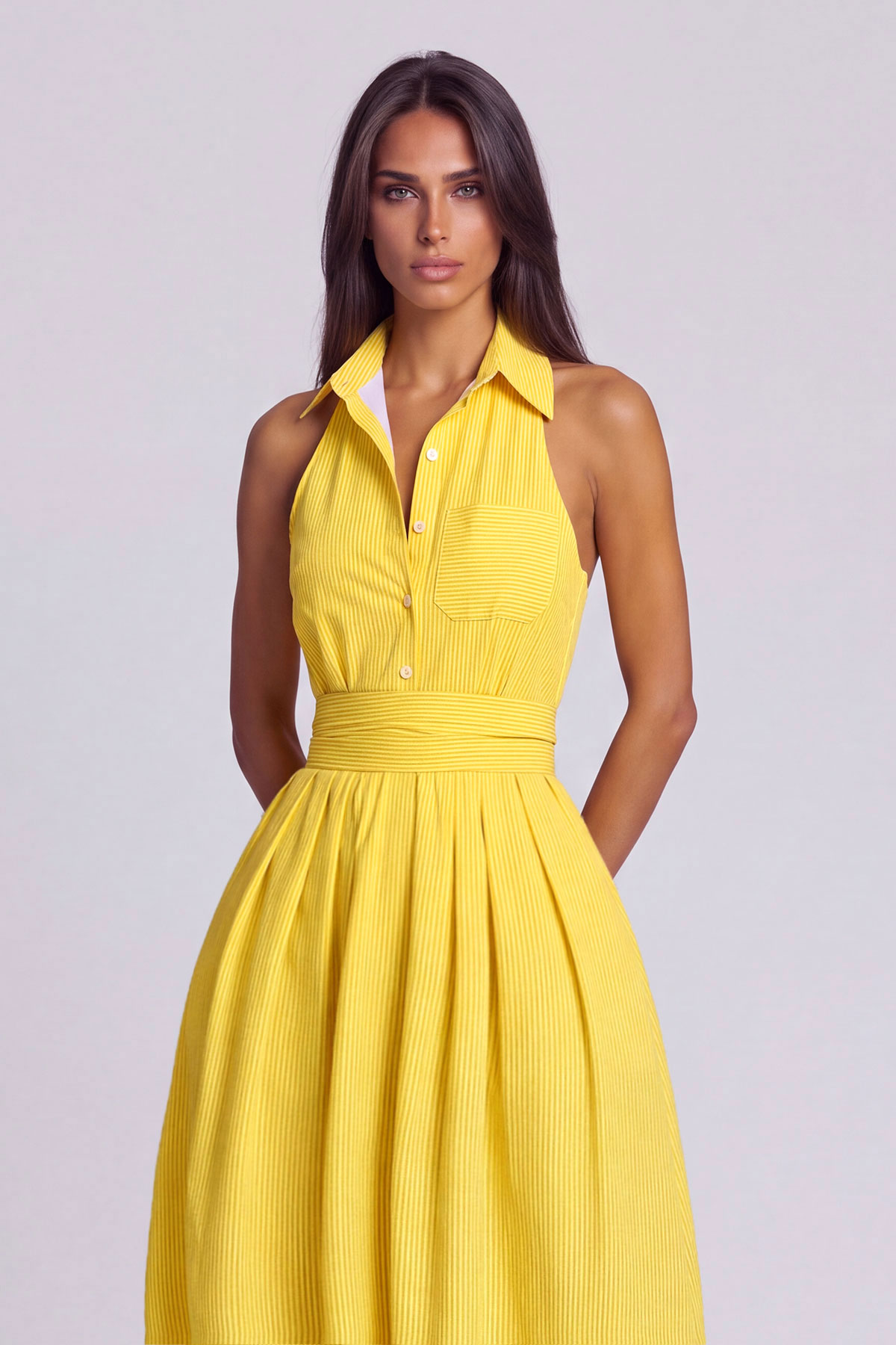 Irnerius Halter Neck Stripe Maxi Dress