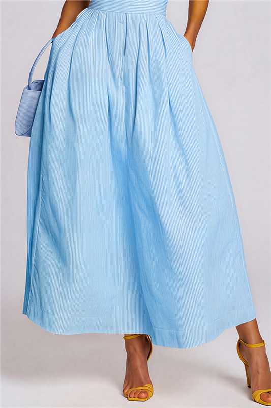 Irnerius Halter Neck Stripe Maxi Dress In Blue