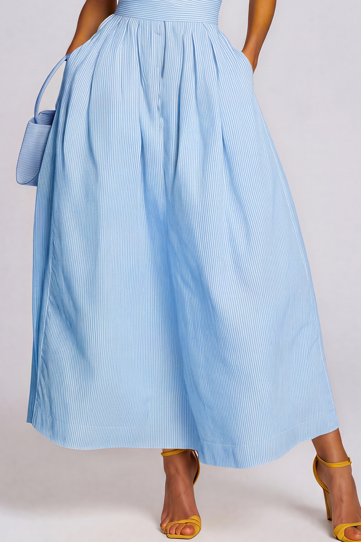 Irnerius Halter Neck Stripe Maxi Dress In Blue