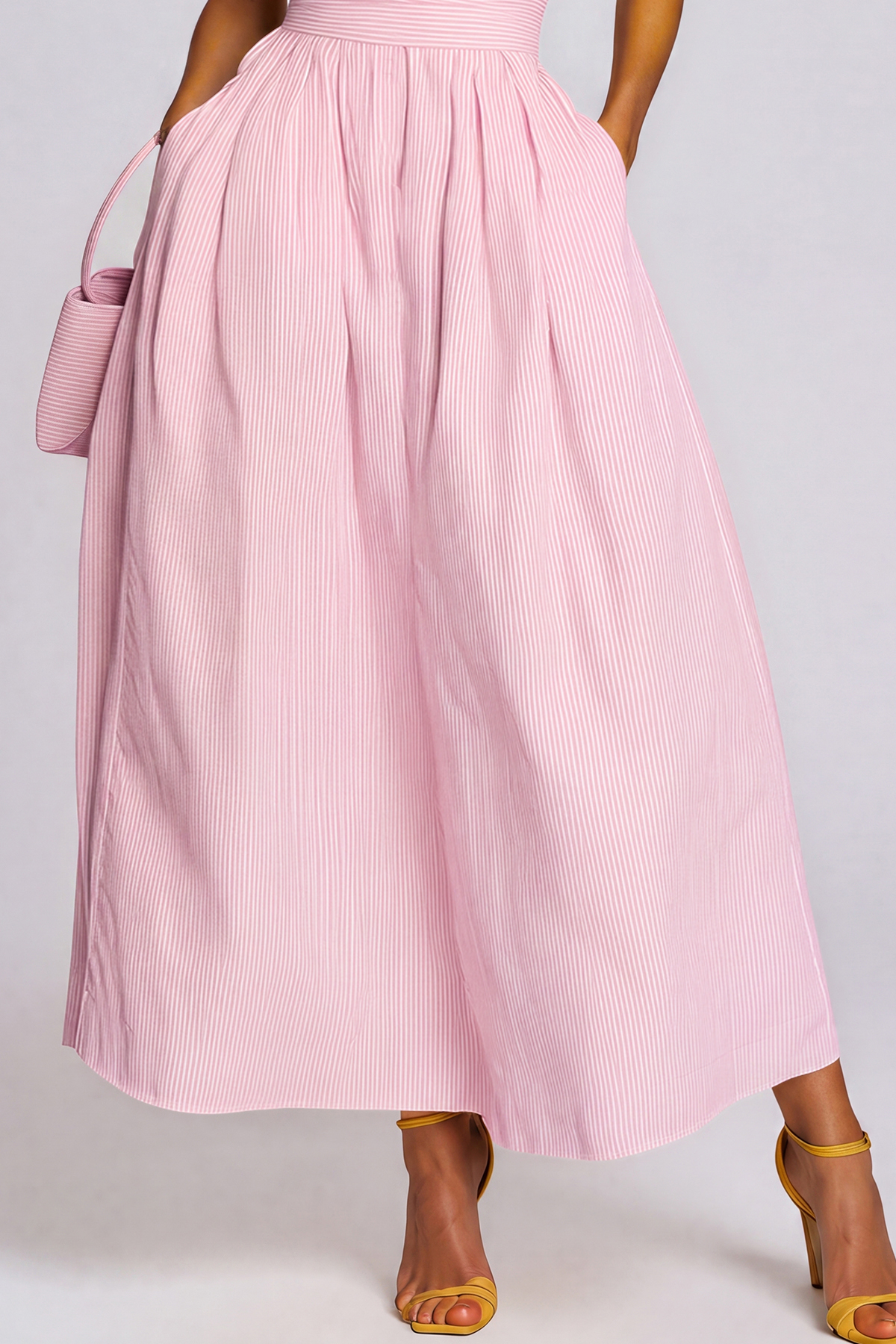 Irnerius Halter Neck Stripe Maxi Dress In Pink