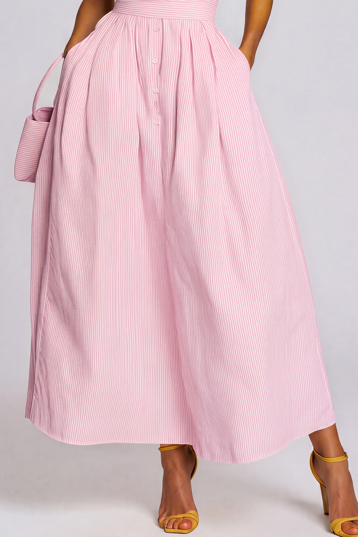 Irnerius Halter Neck Stripe Maxi Dress In Pink