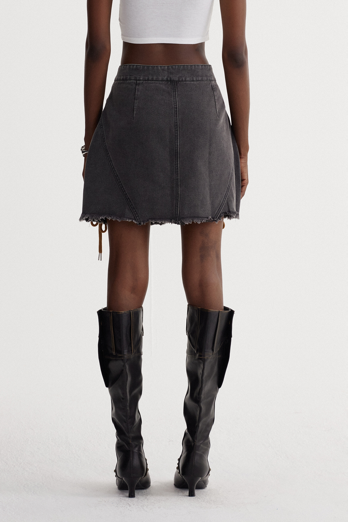 Iryna Lace Up Denim Mini Skirt