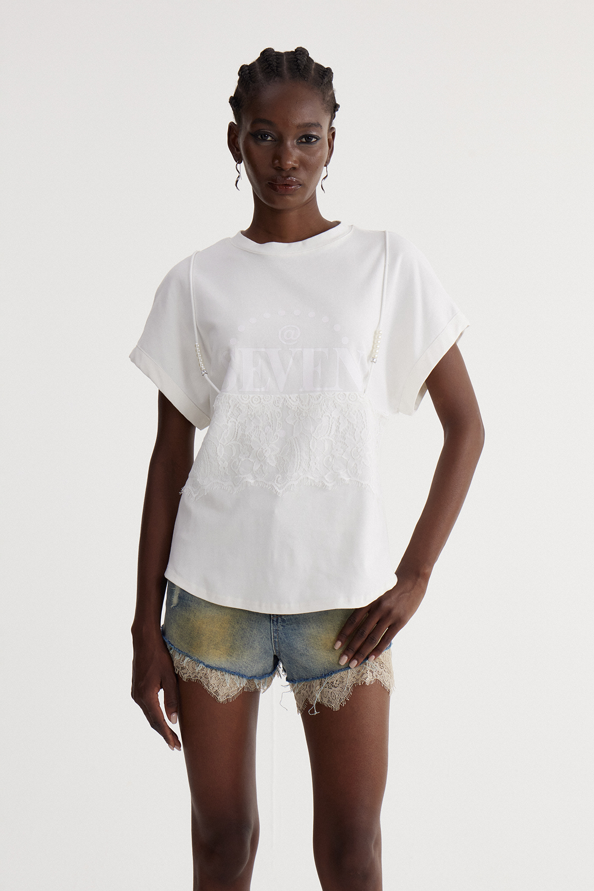 Isabeau Lace Pearl Top