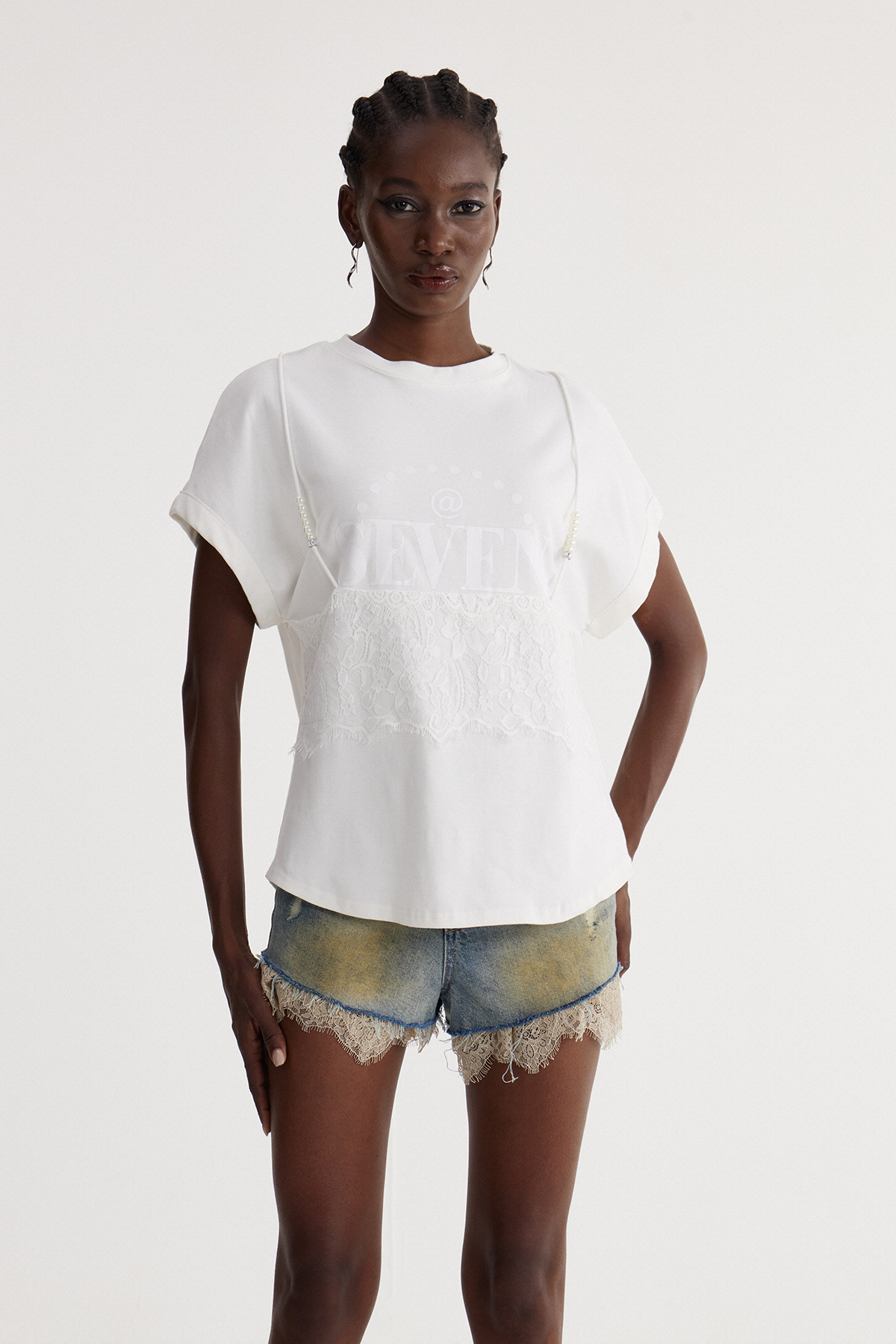 Isabeau Lace Pearl Top