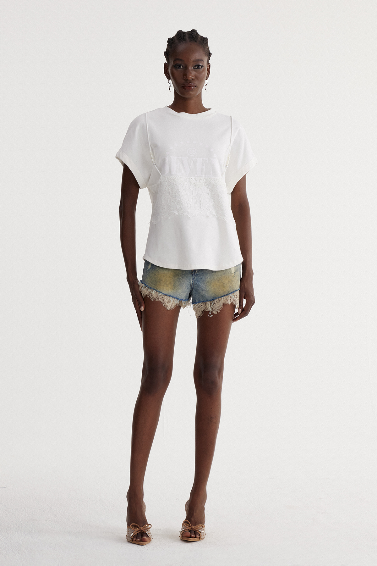 Isabel Lace Denim Shorts