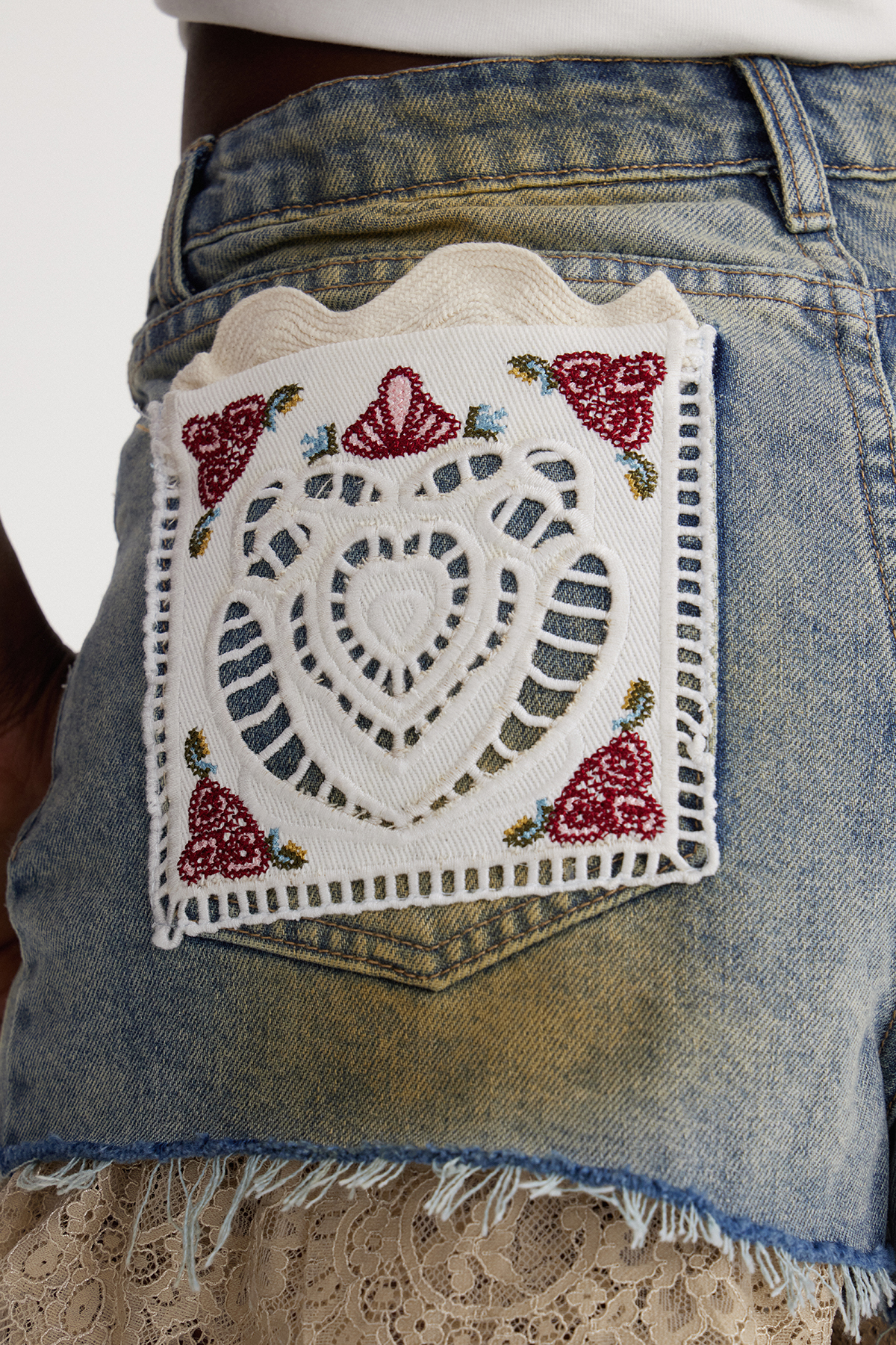Isabel Lace Denim Shorts