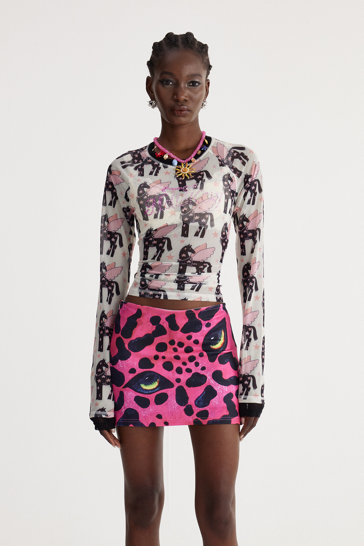 Isabell Print Rhinestone Top