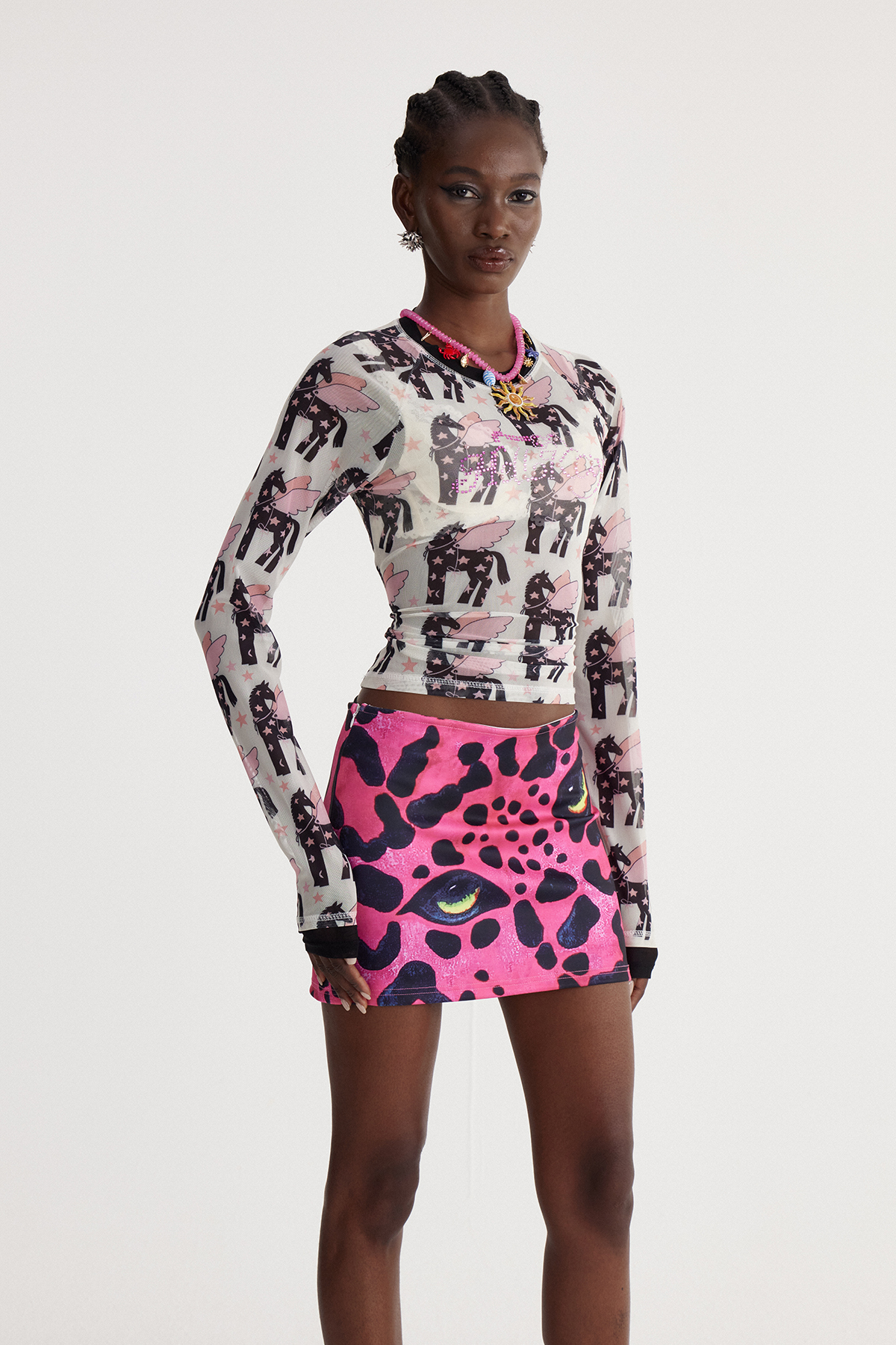 Isabell Print Rhinestone Top