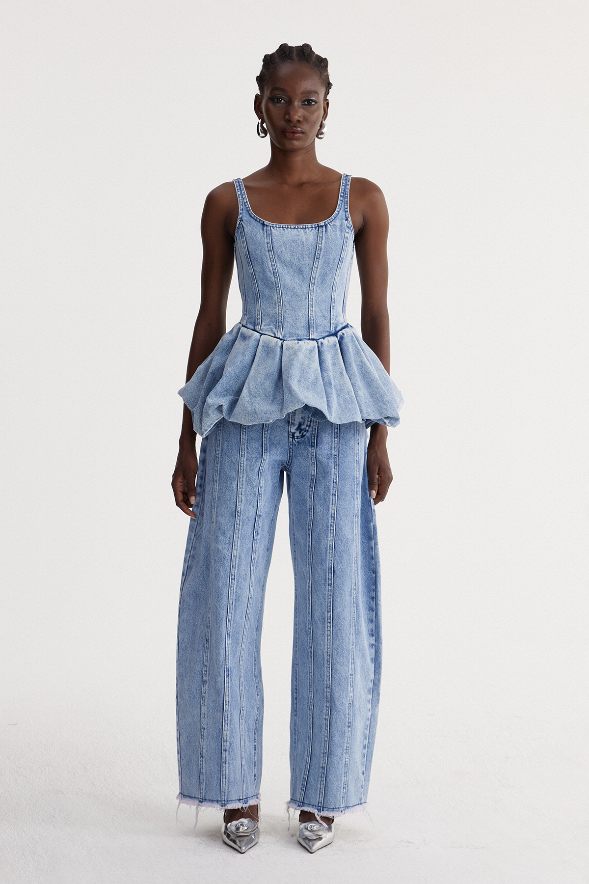 Isador Spaghetti Bubble Denim Pants Set