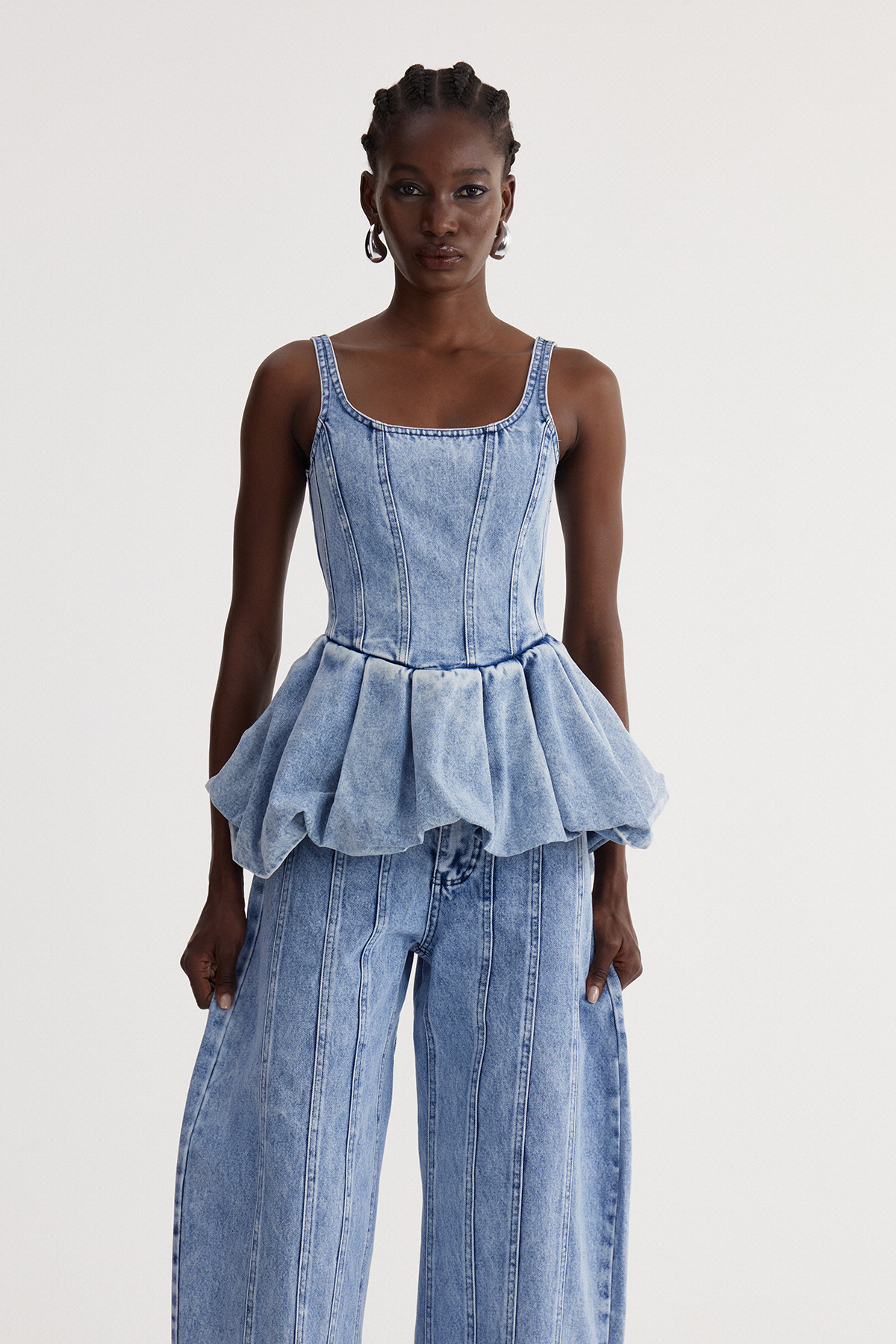 Isador Spaghetti Bubble Denim Pants Set