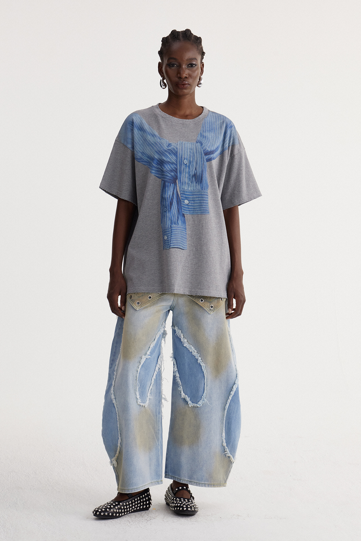 Isaiah Fringe Bleached Baggy Jeans