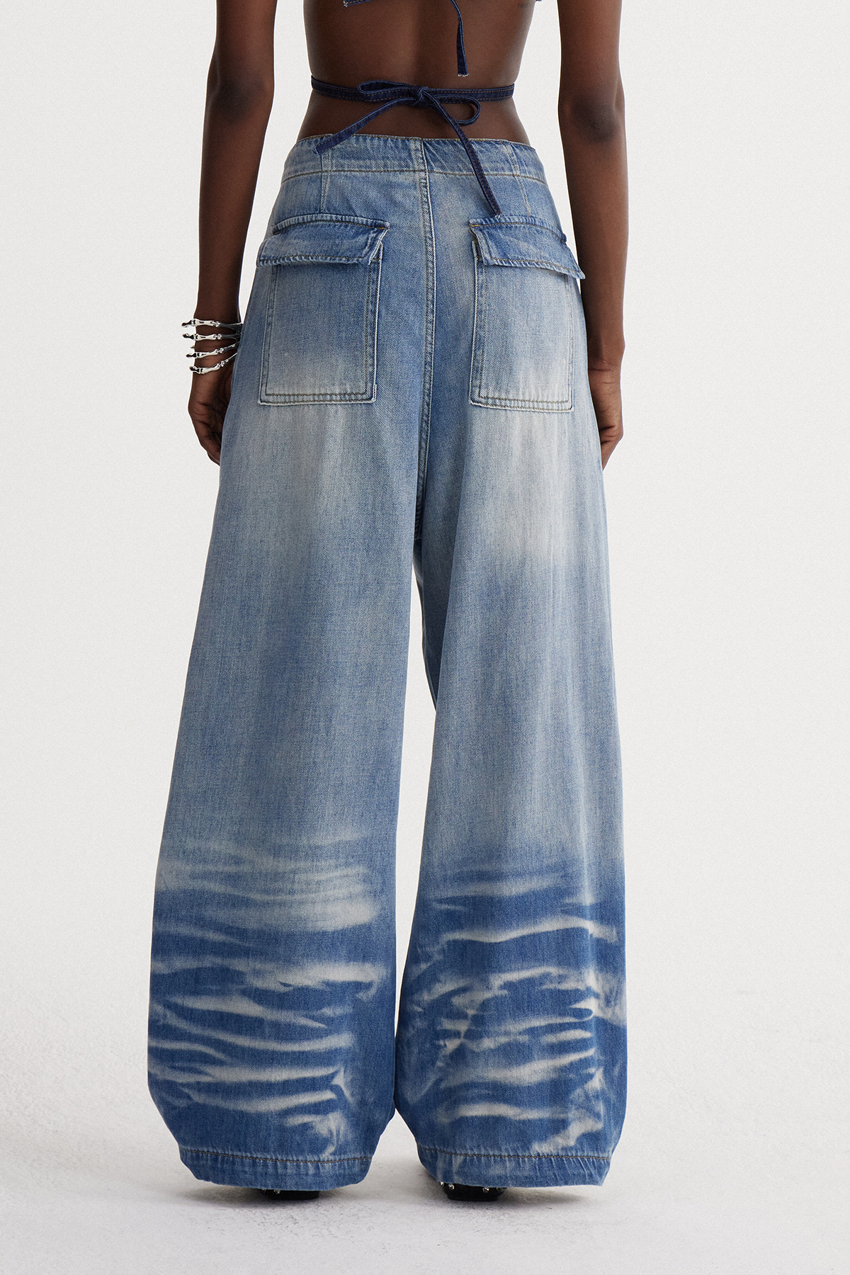 Isao Embroidered Bleached Baggy Jeans