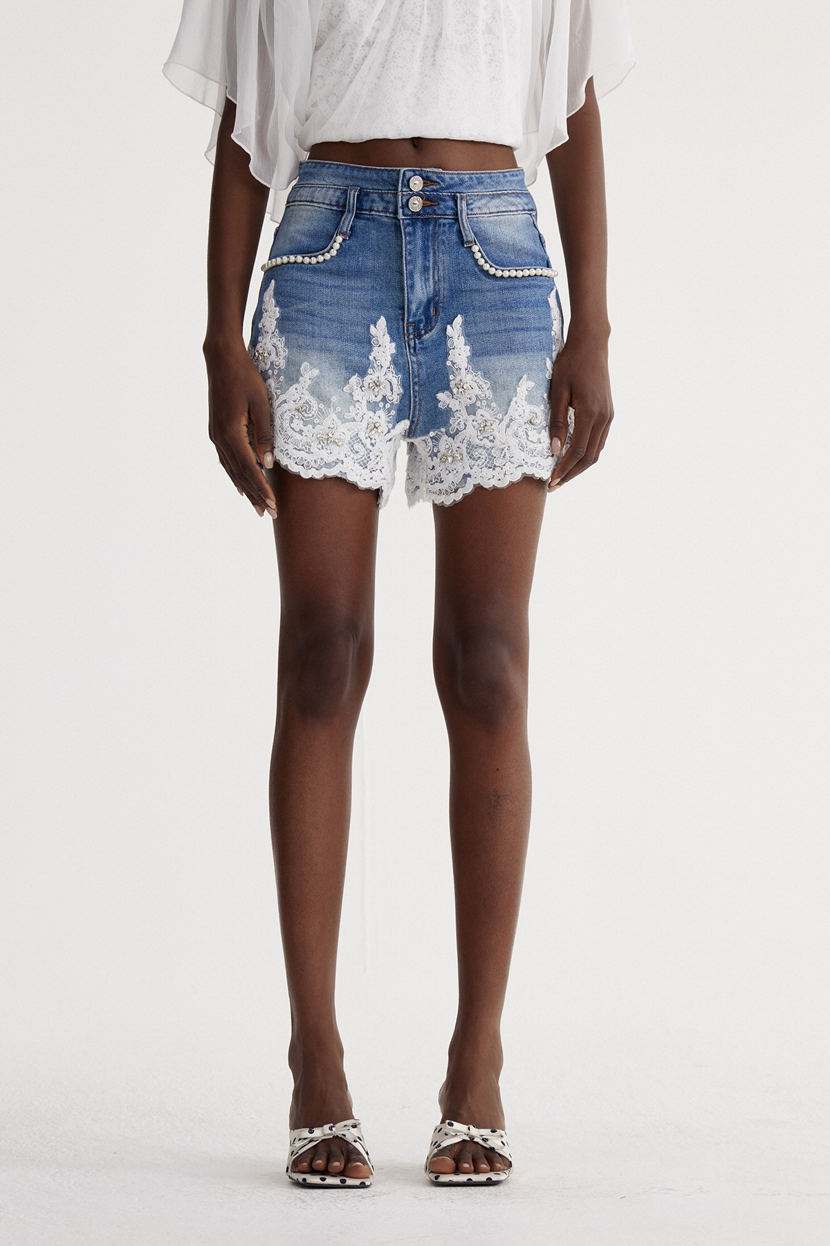 Iscah Embroidered Denim Shorts