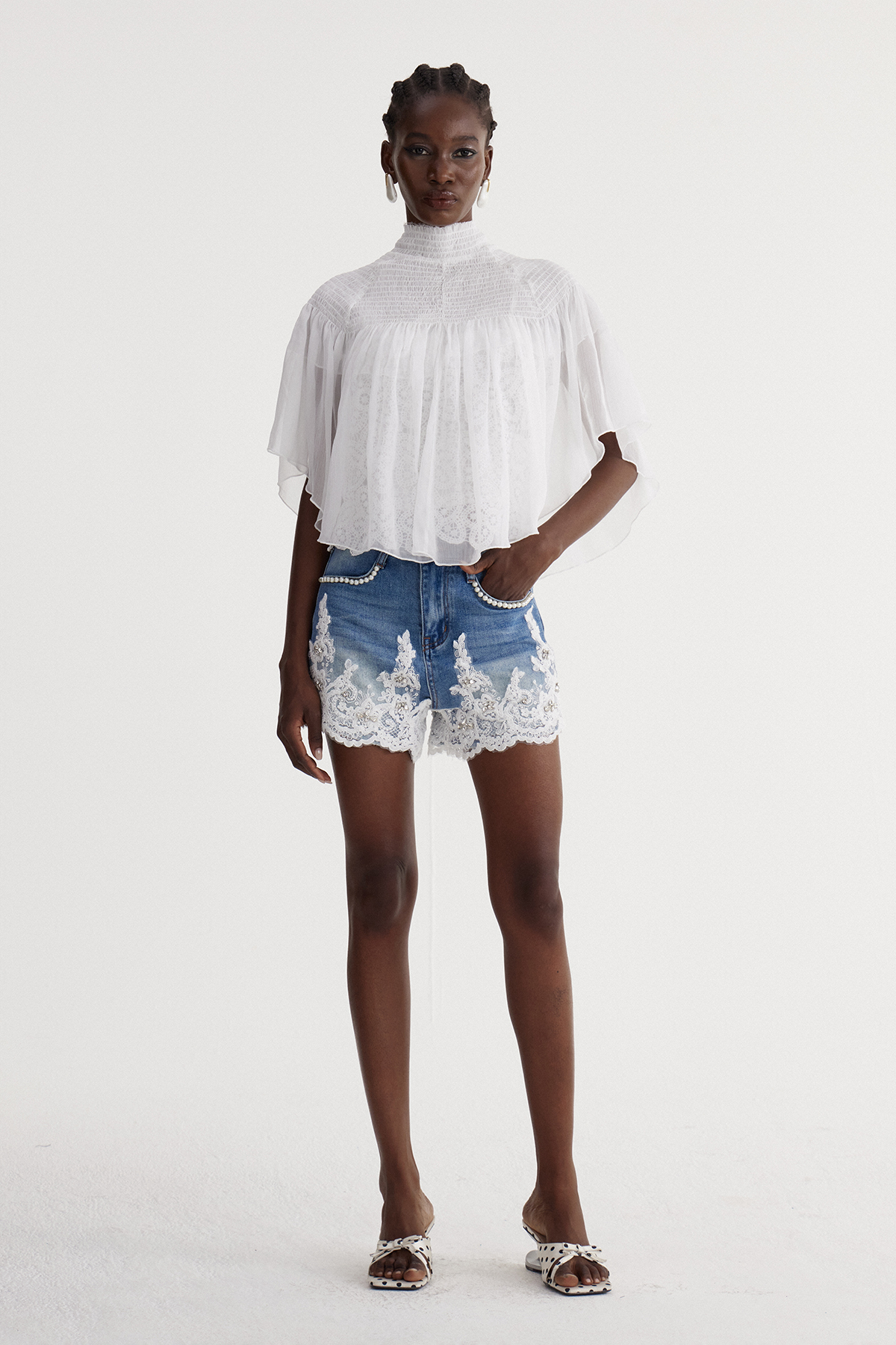 Iscah Embroidered Denim Shorts
