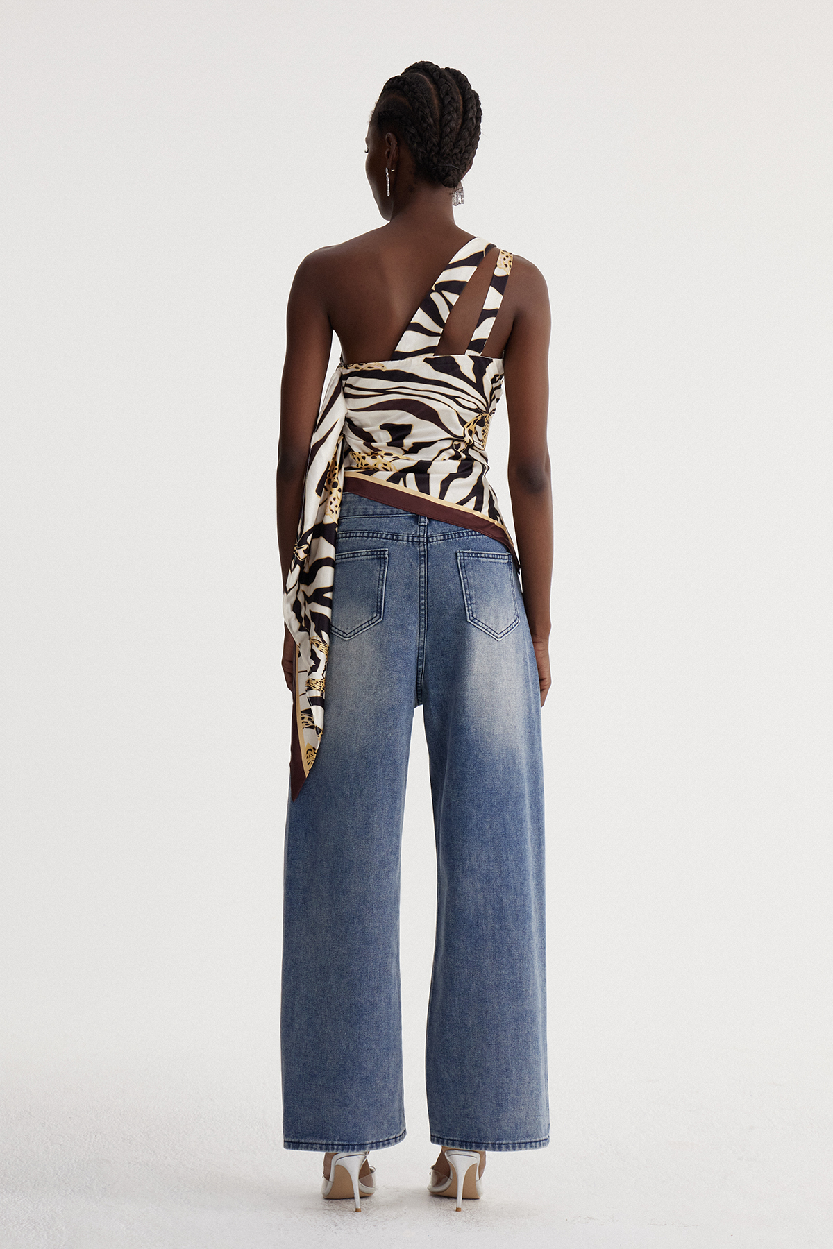Iseabail One Shoulder Zebra Top