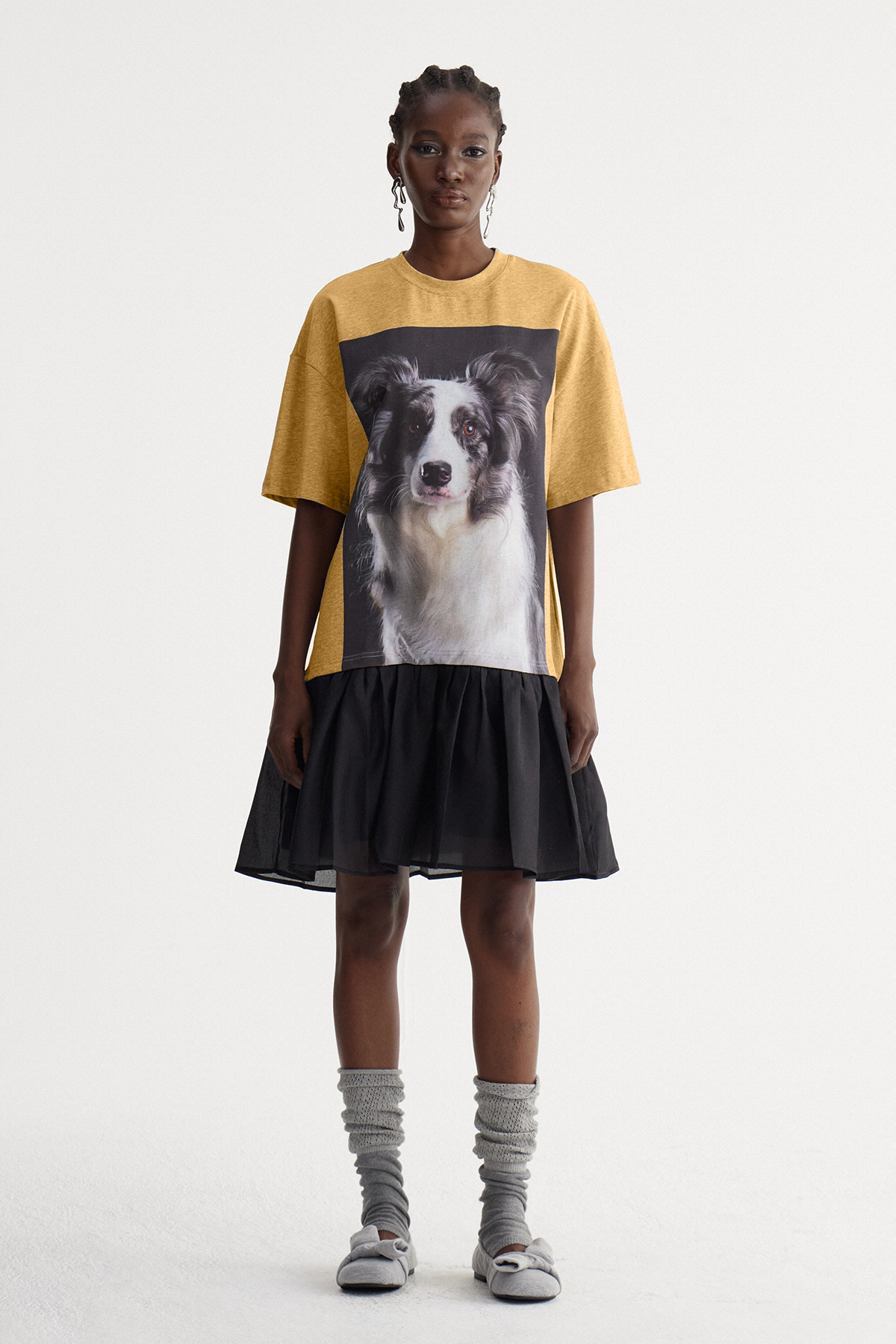 Isebella Print Ruffle Mini Dress In Yellow