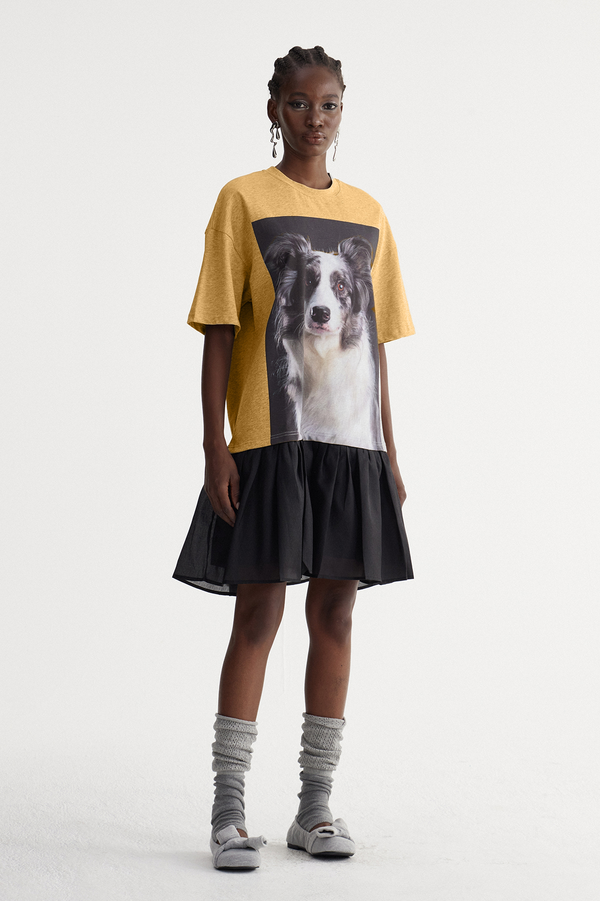 Isebella Print Ruffle Mini Dress In Yellow