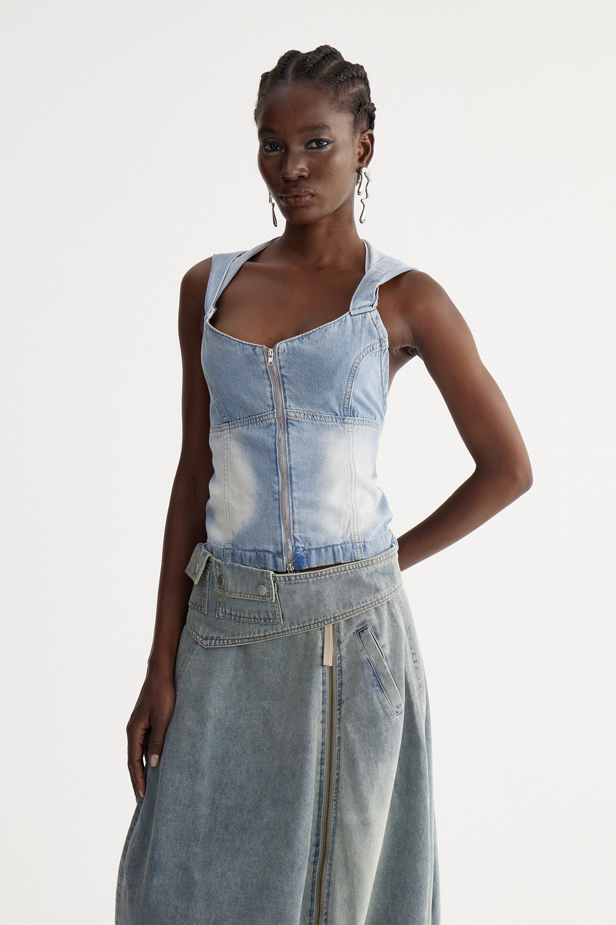 Iselin Hooded Denim Top