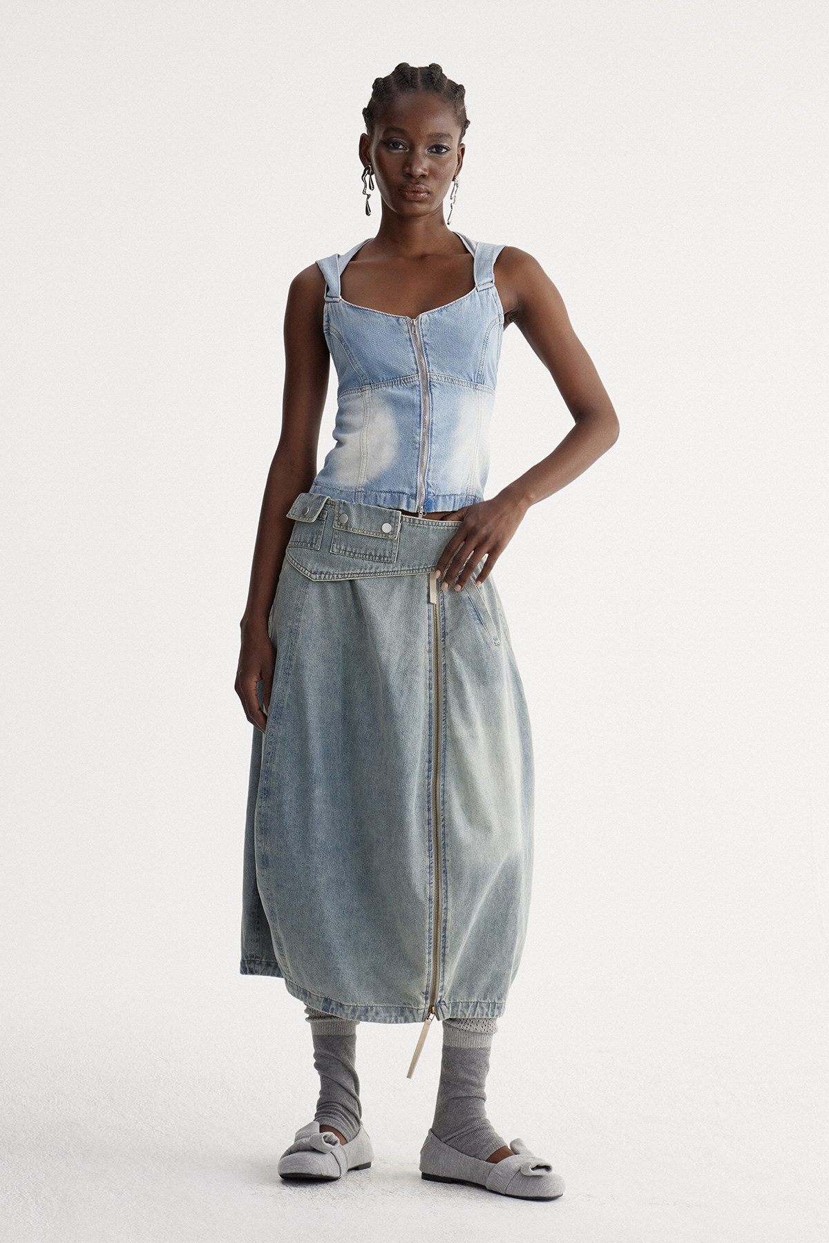 Iselin Hooded Denim Top