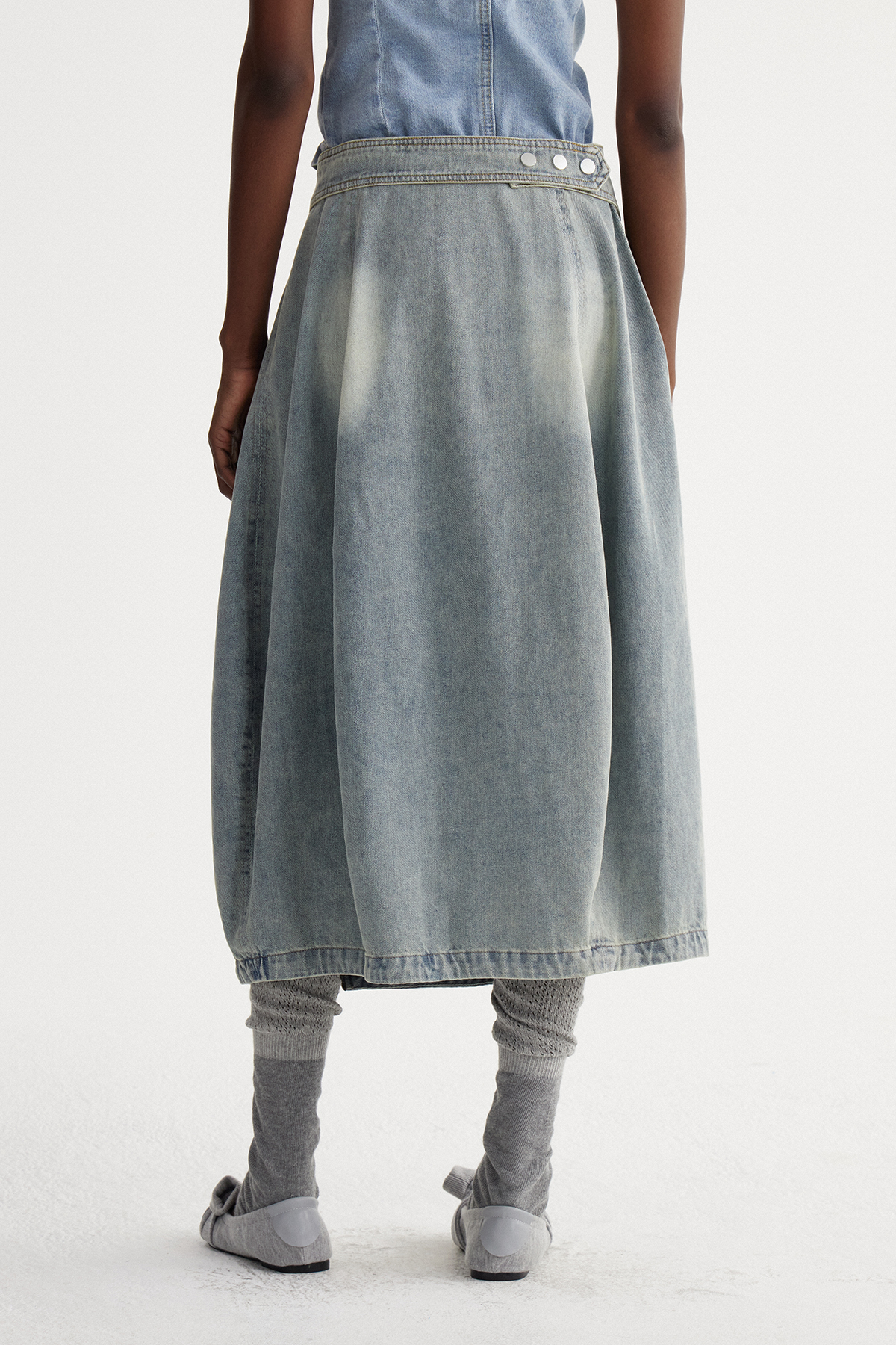 Iser Zipper Denim Midi Skirt