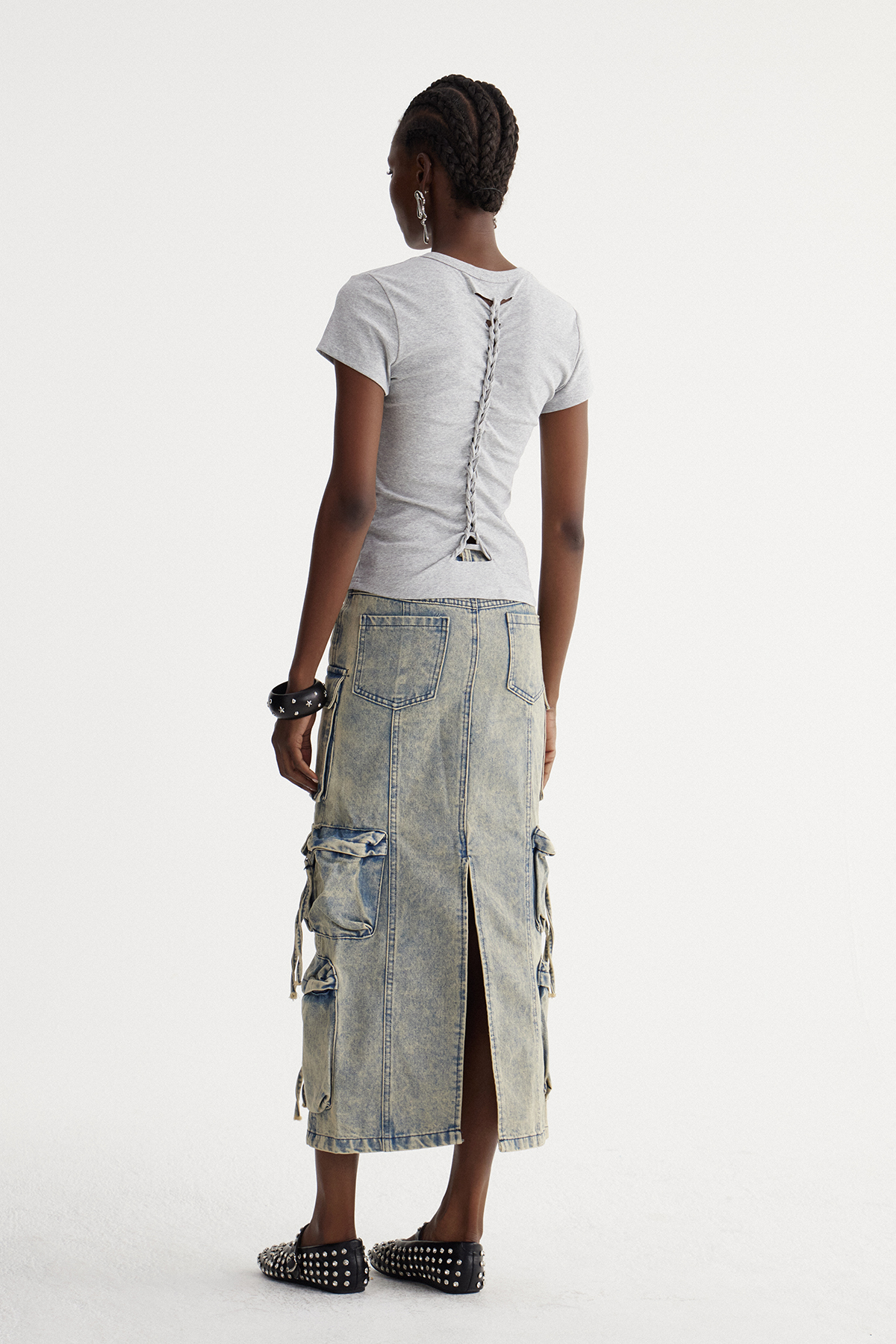 Iset Pocket Denim Maxi Skirt