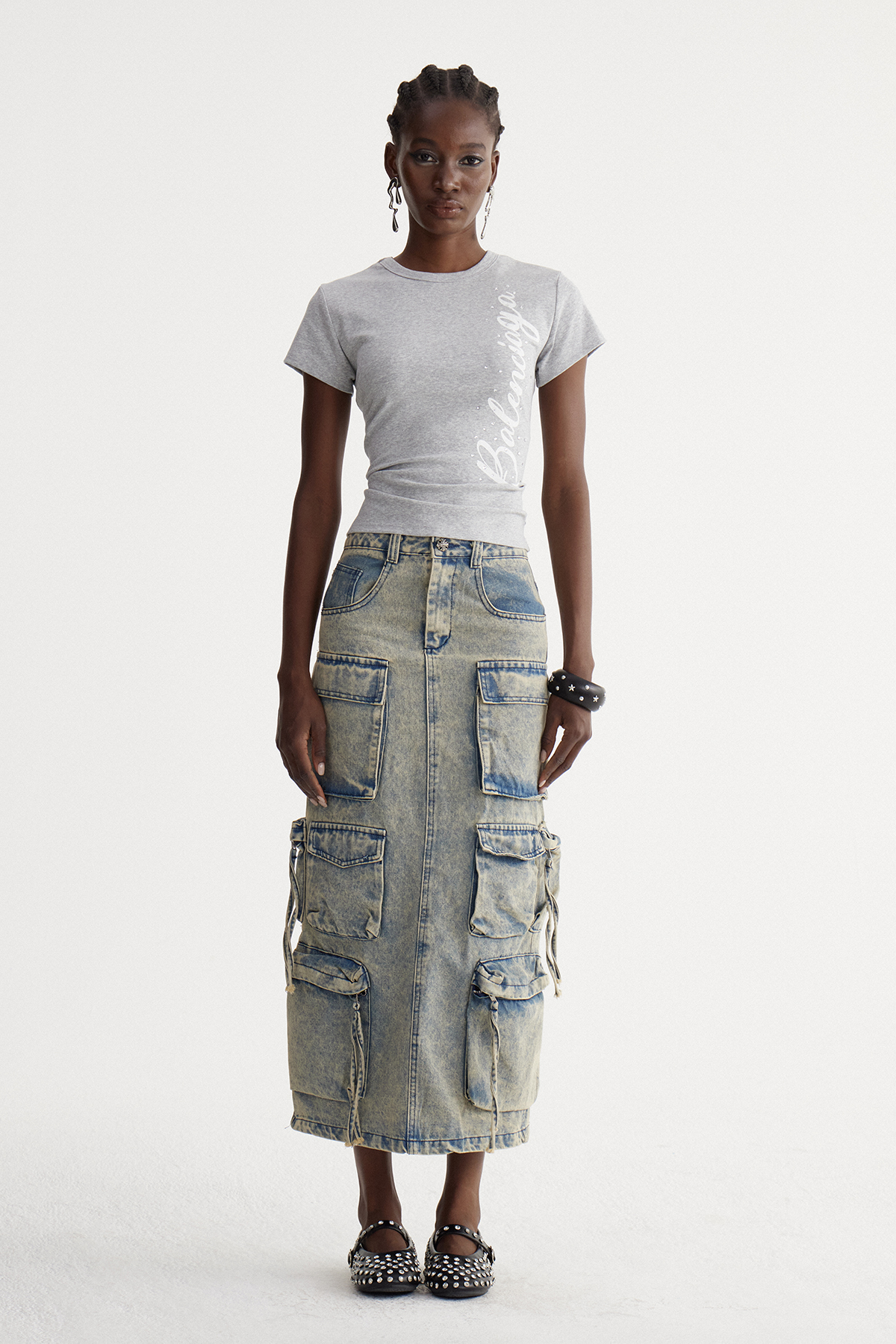 Iset Pocket Denim Maxi Skirt