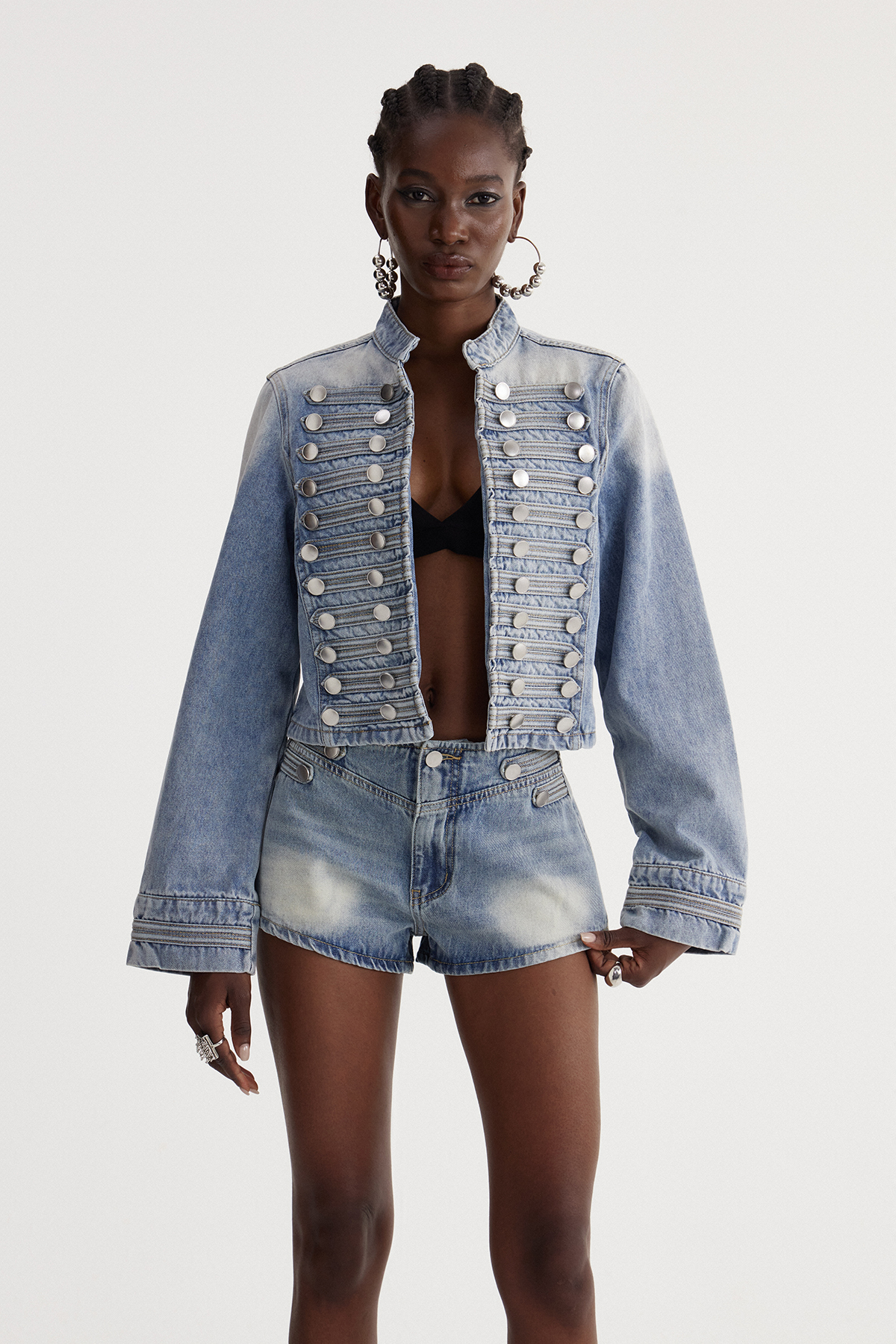 Isha Napoleon Denim Shorts Set