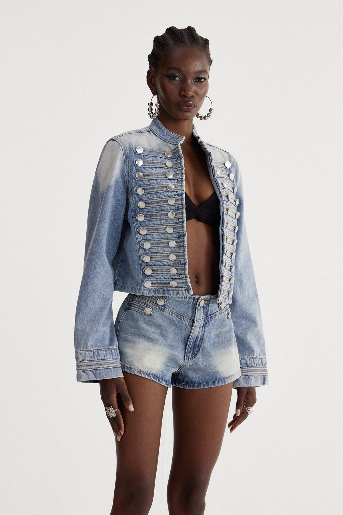 Isha Napoleon Denim Shorts Set