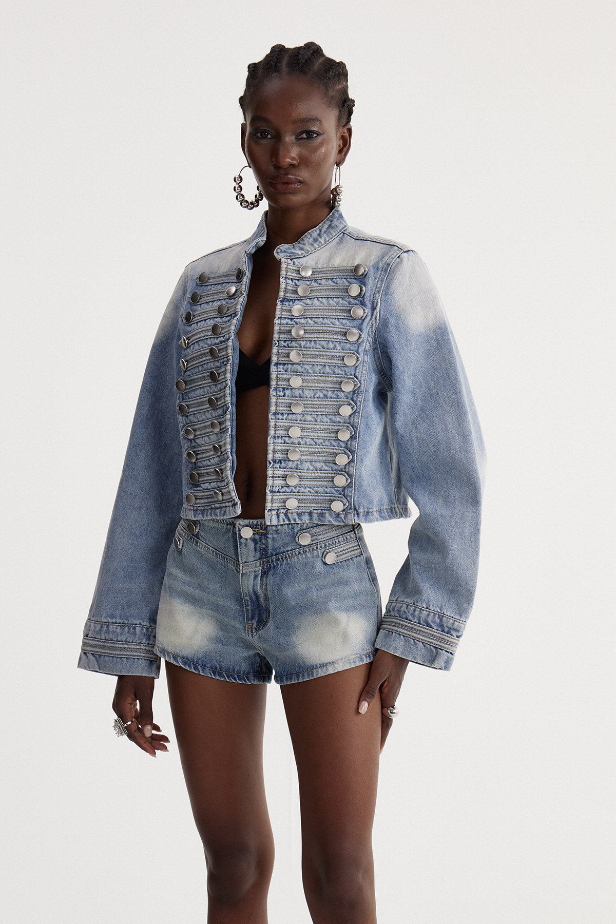 Isha Napoleon Denim Shorts Set