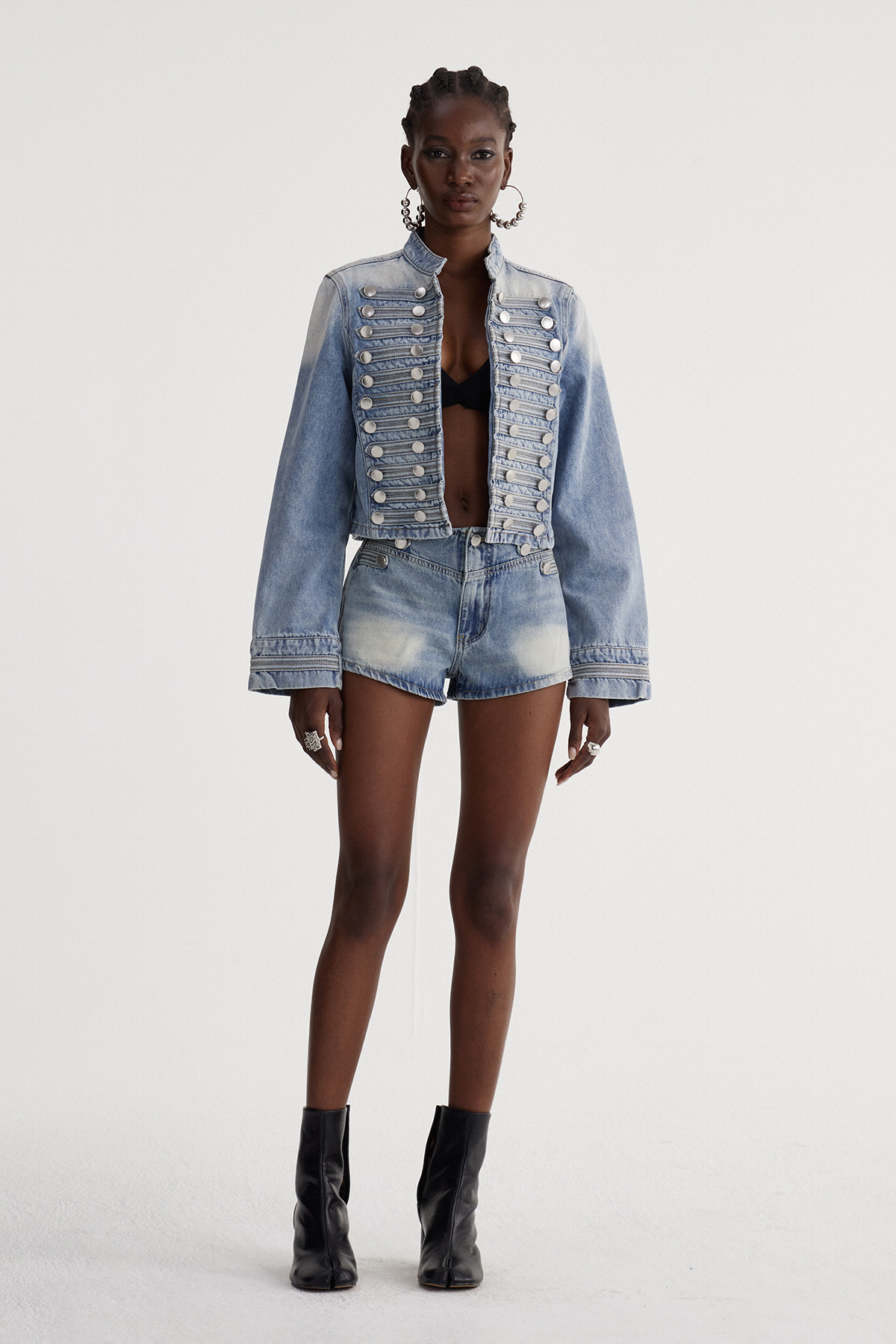 Isha Napoleon Denim Shorts Set
