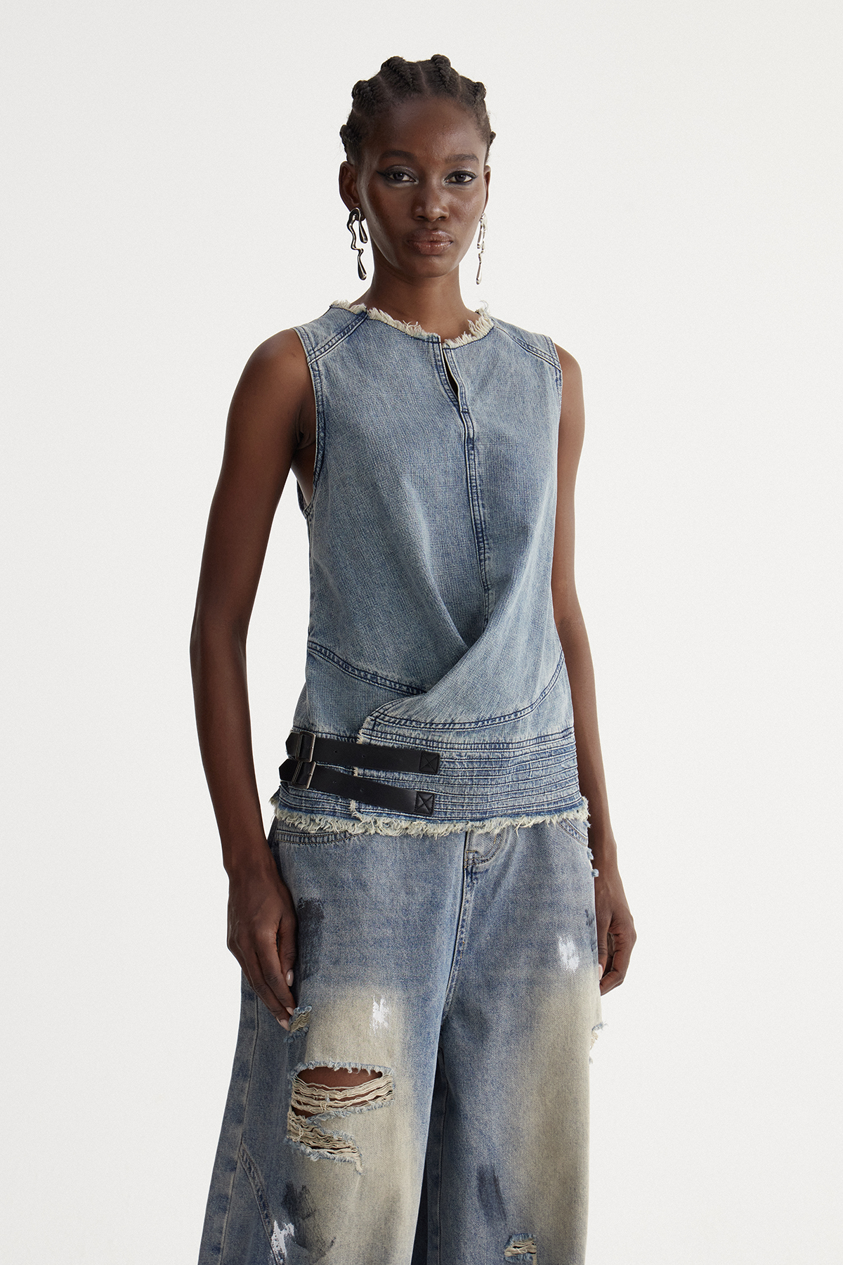 Ishani Sleeveless Denim Top