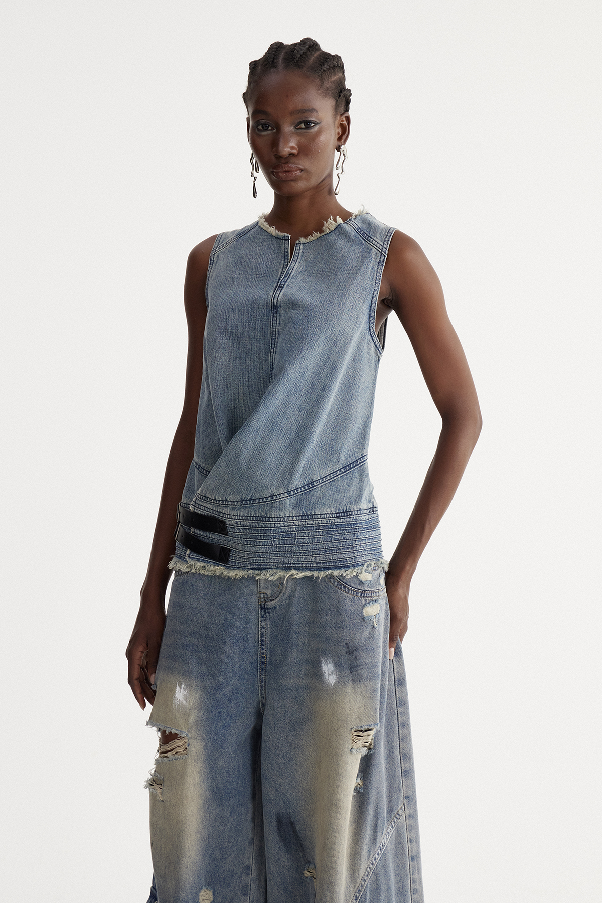 Ishani Sleeveless Denim Top