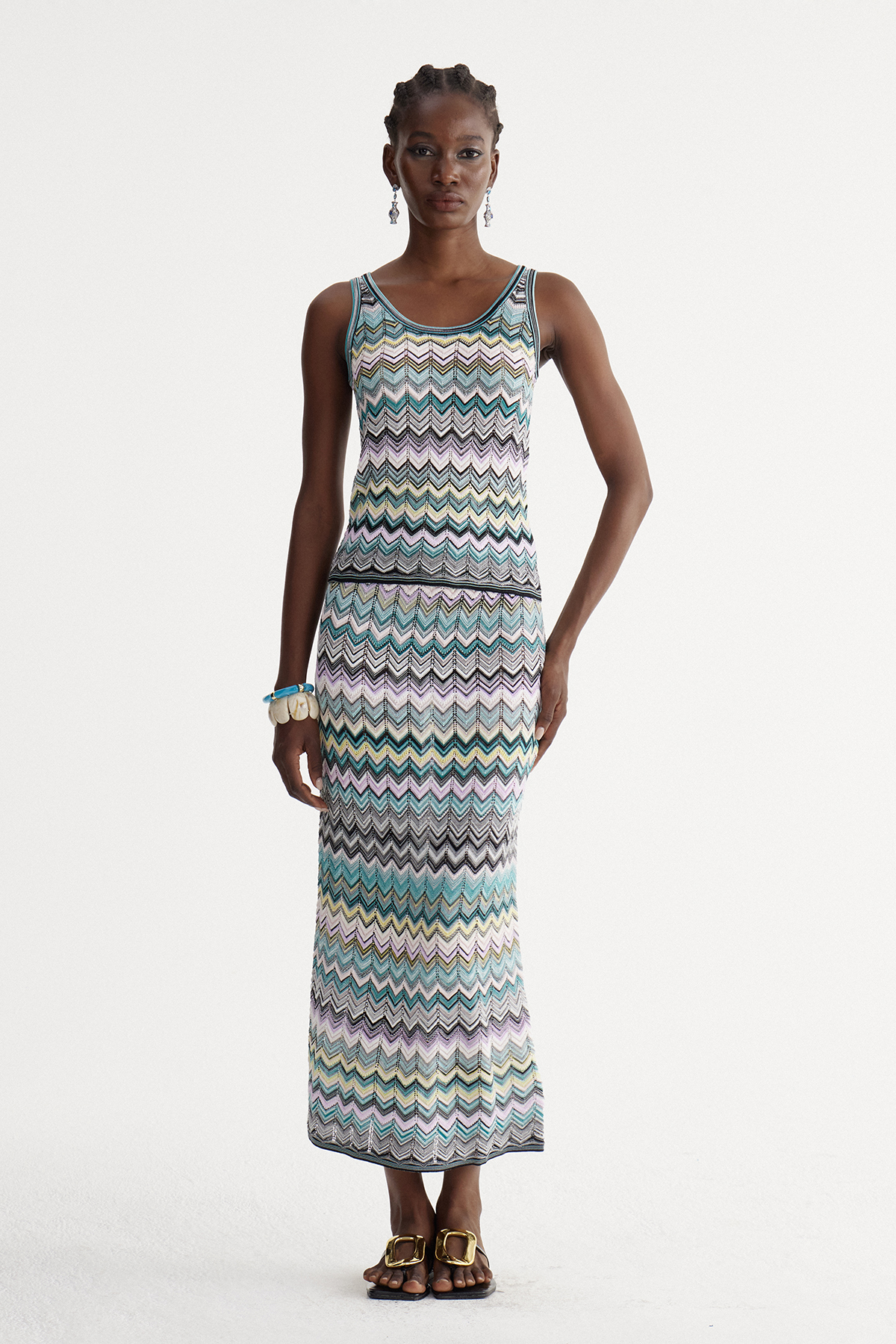 Isi Sleeveless Stripe Skirt Set