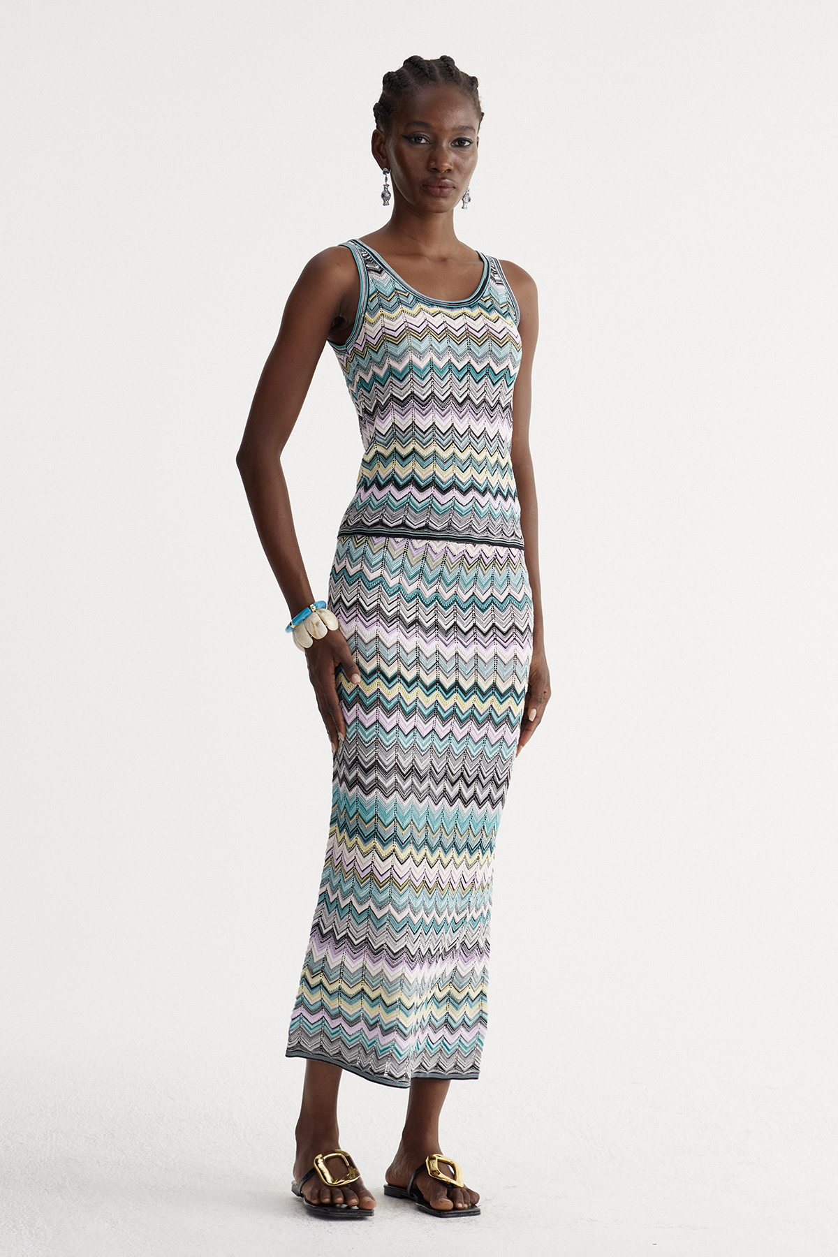 Isi Sleeveless Stripe Skirt Set