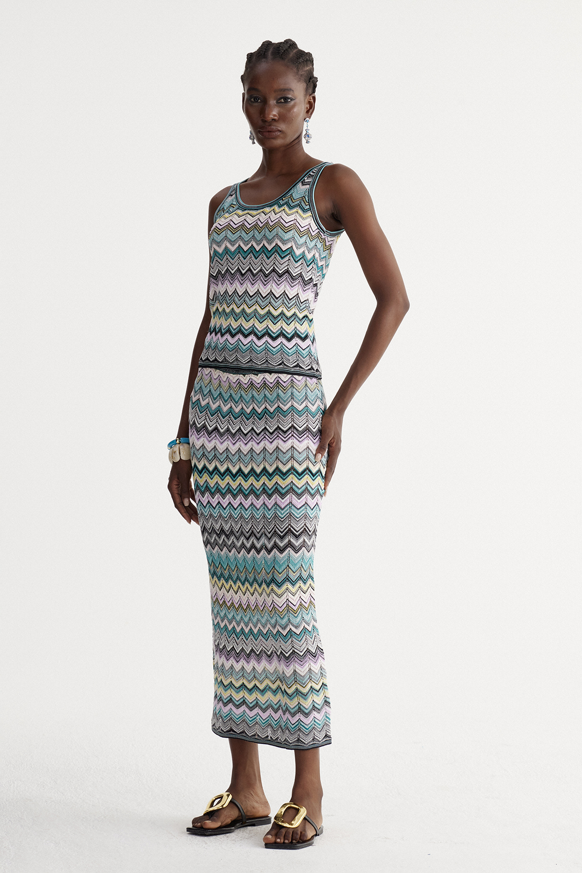 Isi Sleeveless Stripe Skirt Set