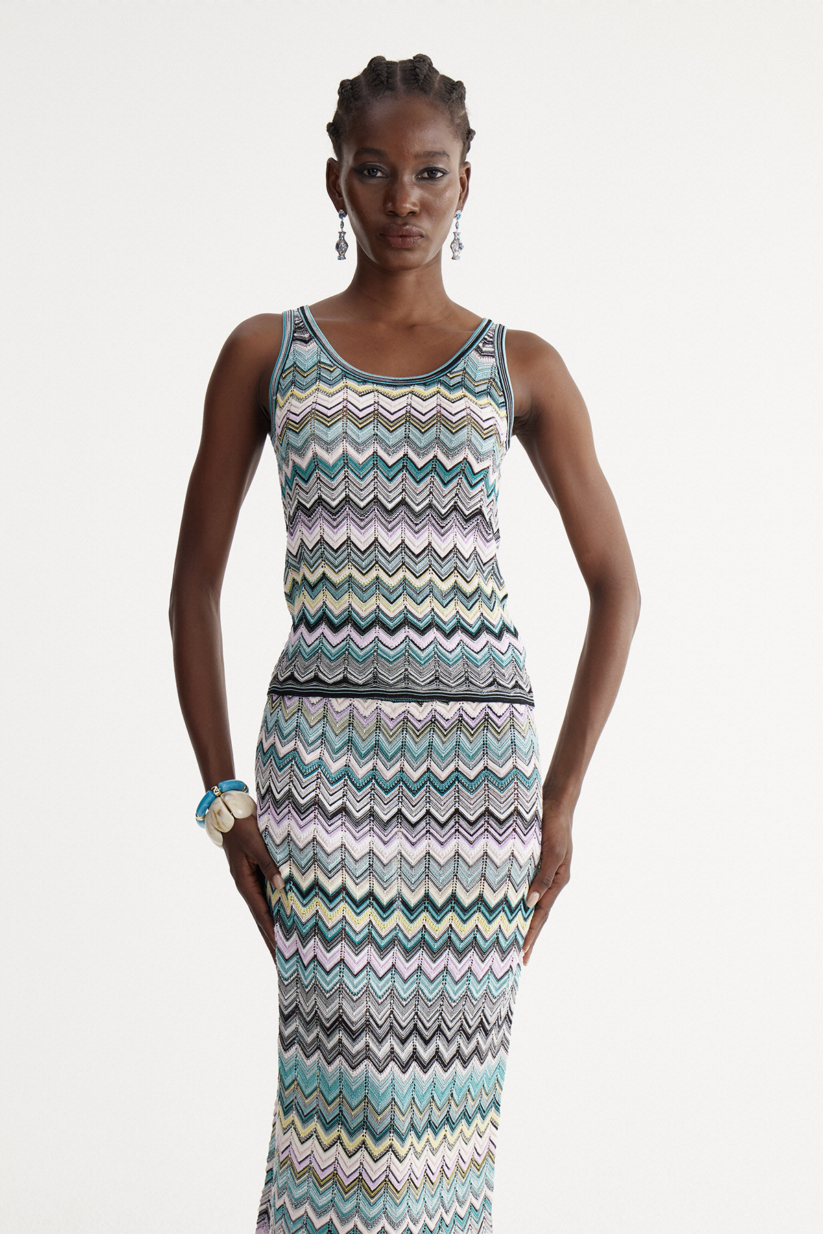 Isi Sleeveless Stripe Skirt Set