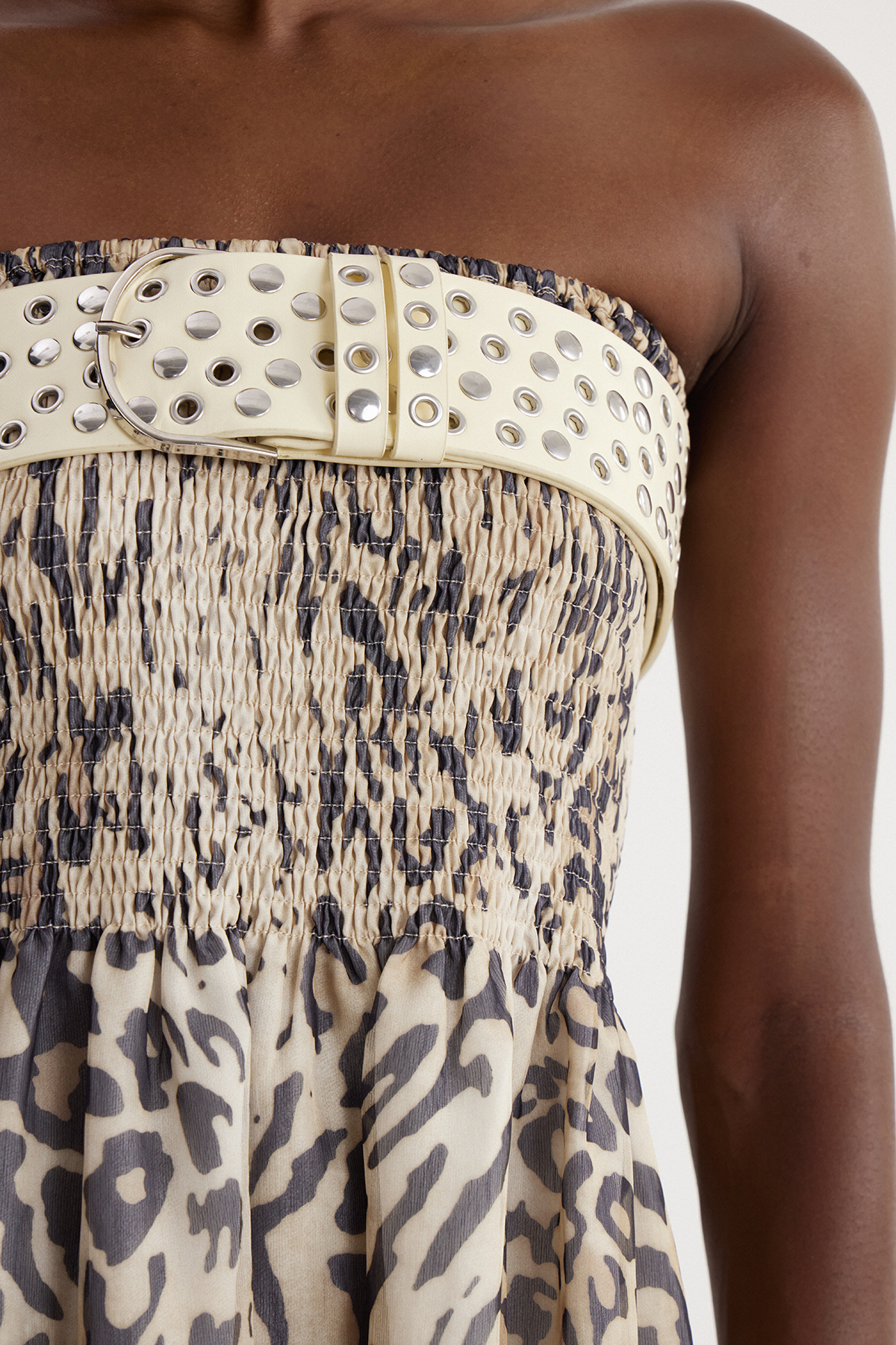 Isidoros Strapless Leopard Midi Dress