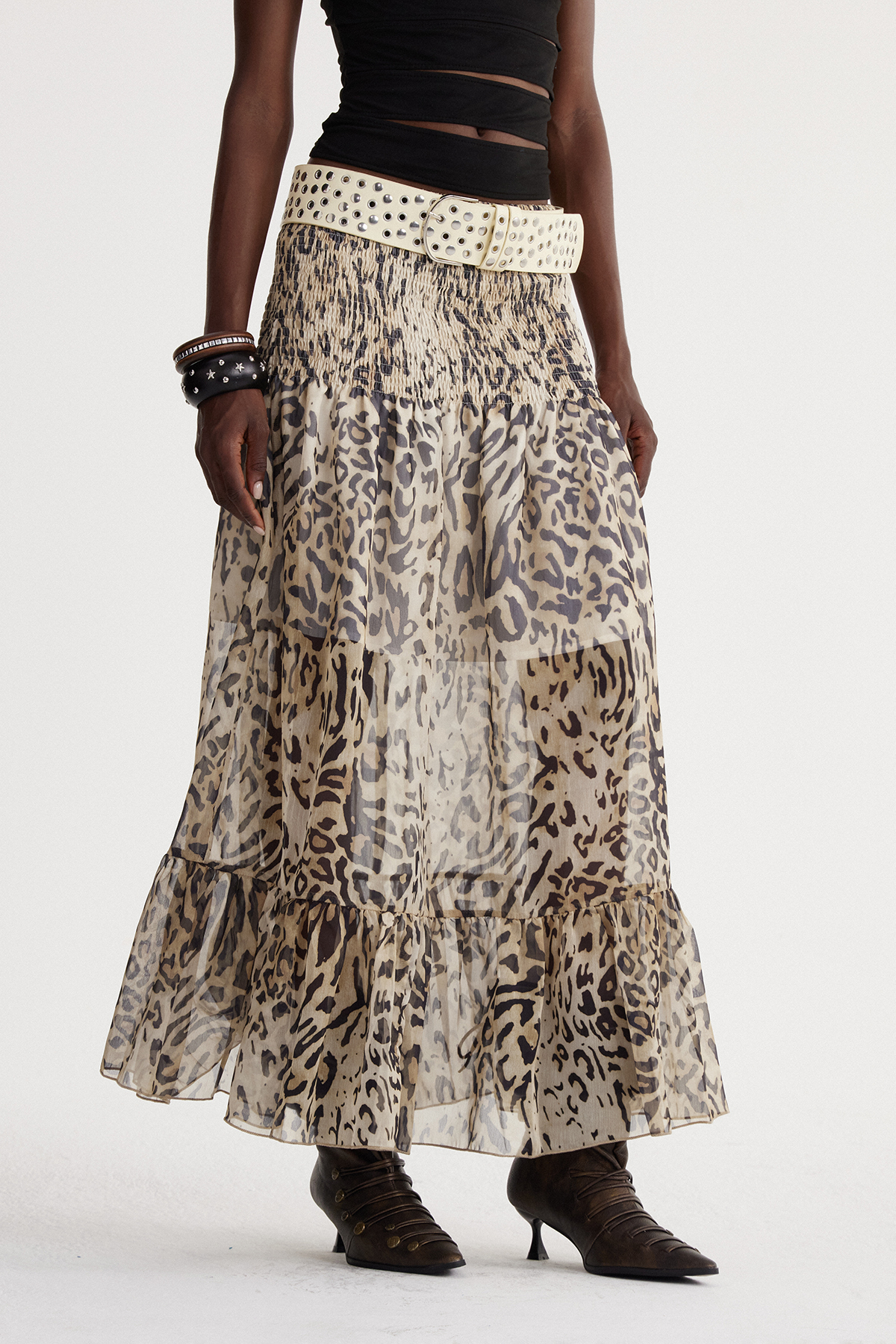 Isidoros Strapless Leopard Midi Dress