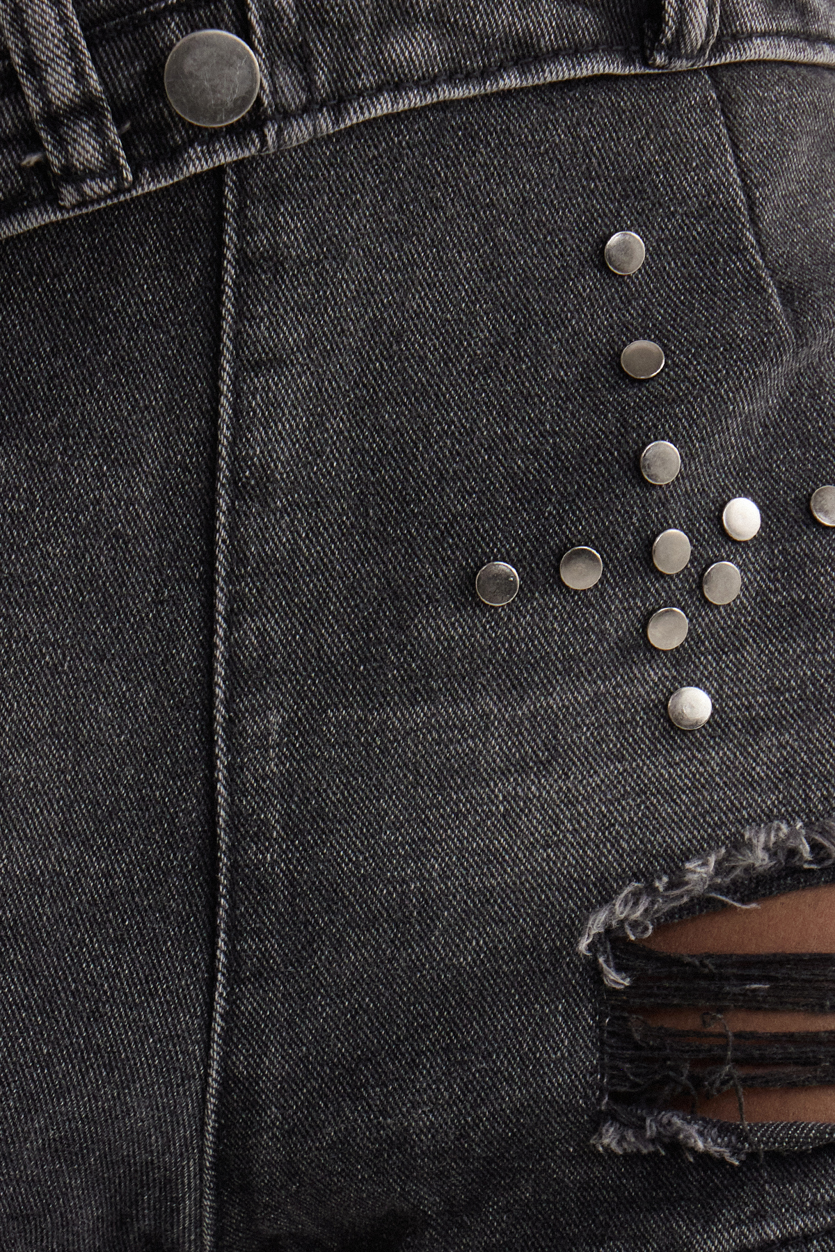 Isidorus Studded Deconstruct Denim Shorts