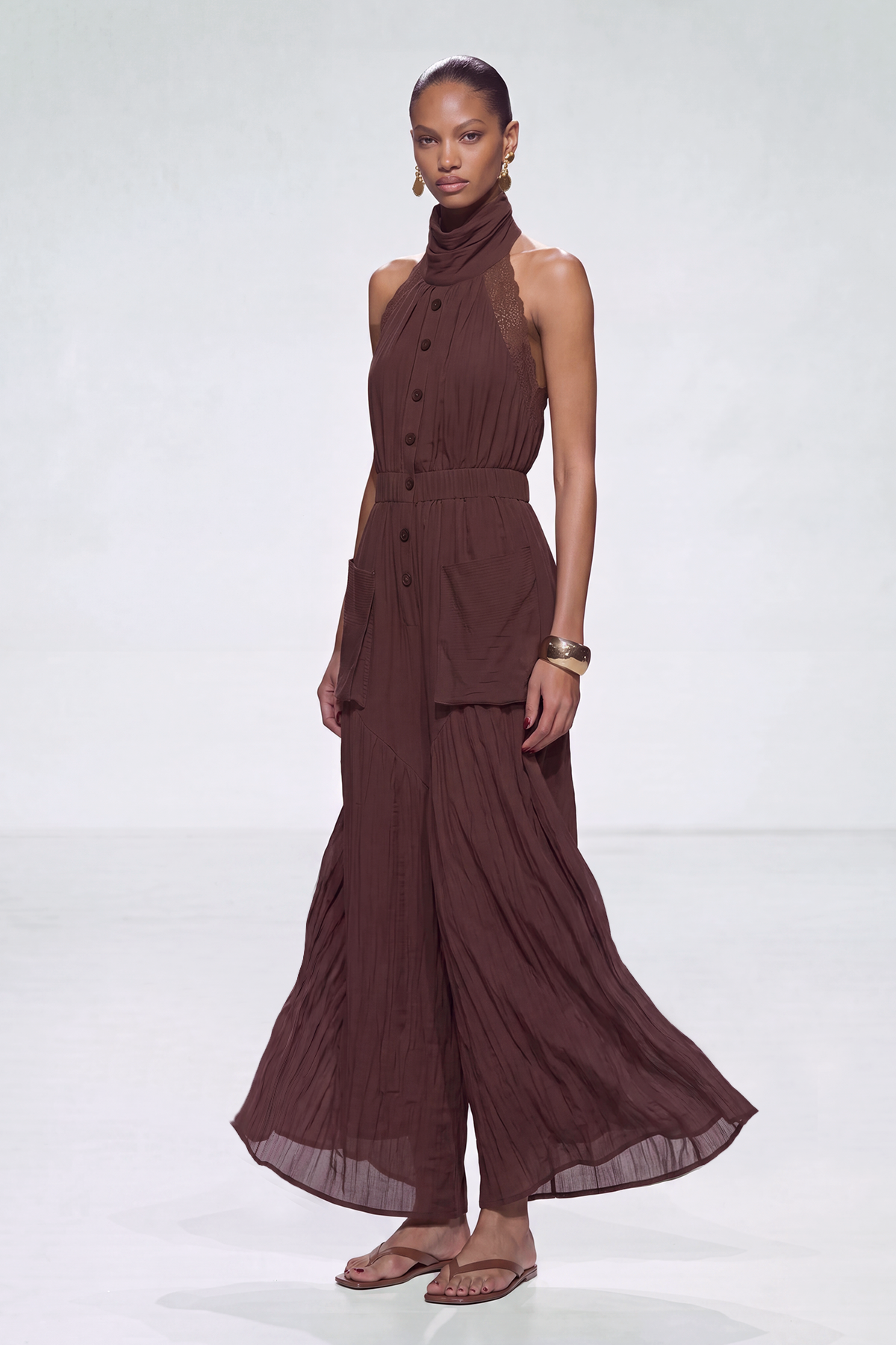 Isla Halter Neck Button Up Jumpsuit