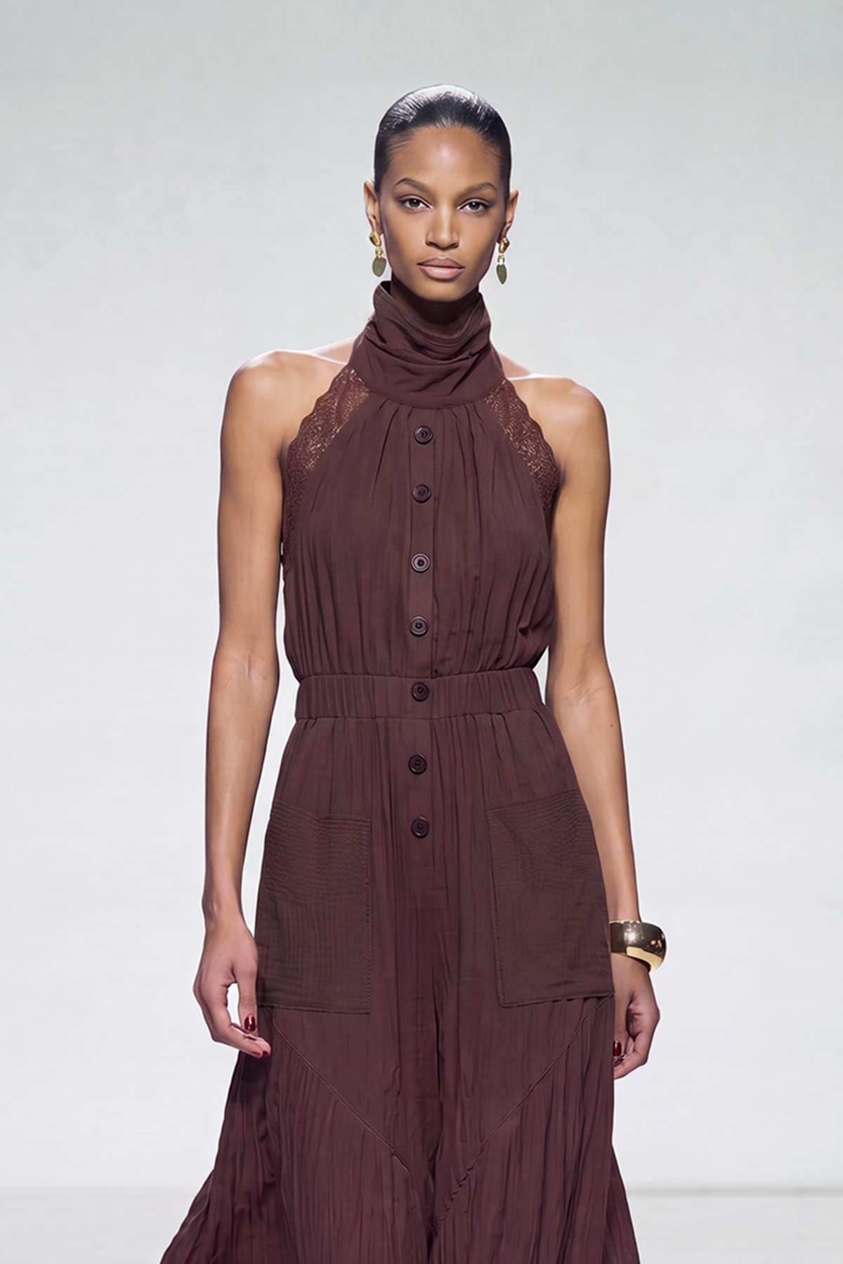 Isla Halter Neck Button Up Jumpsuit