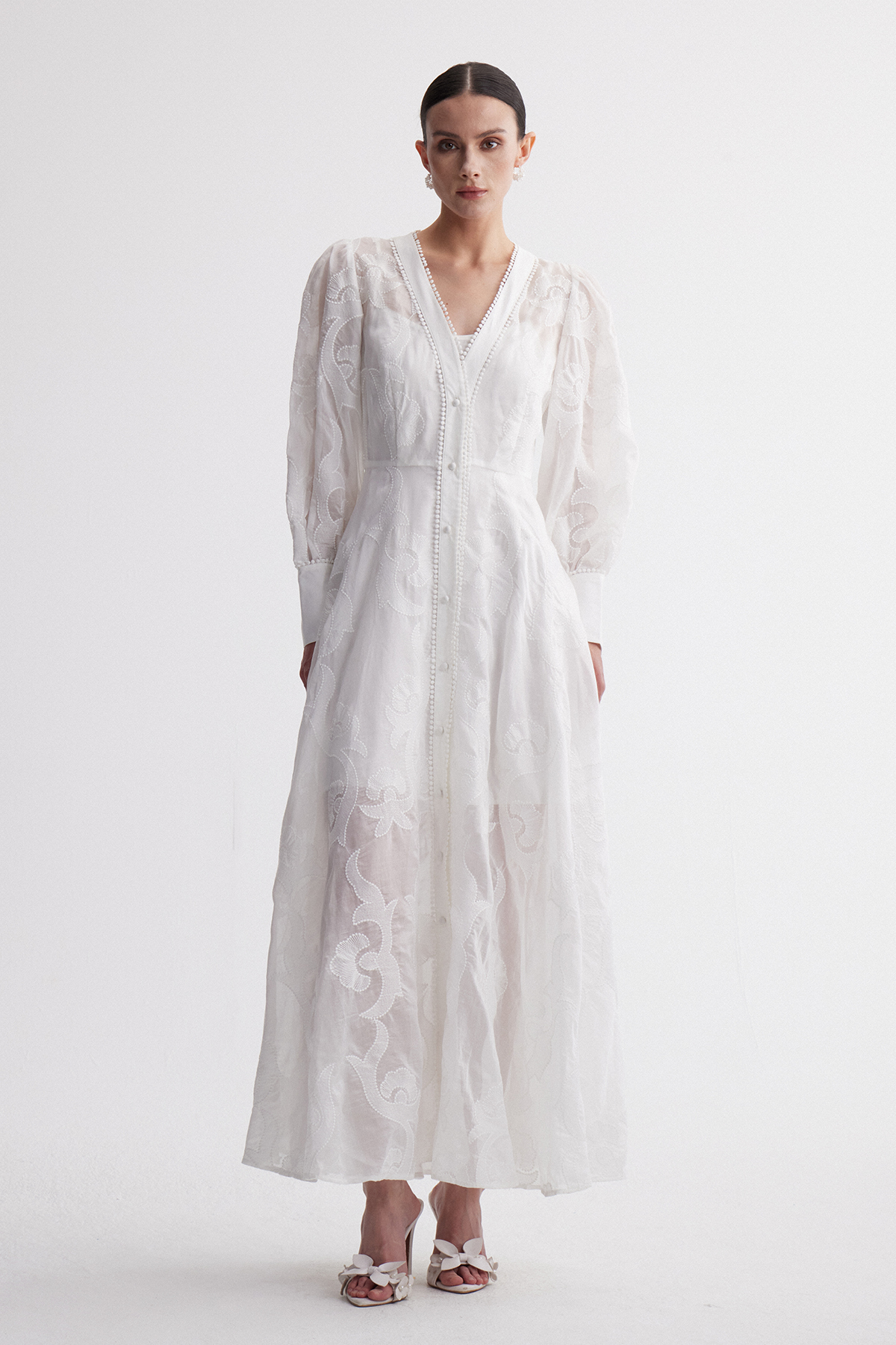Islam Balloon Sleeve Embroidered Maxi Dress