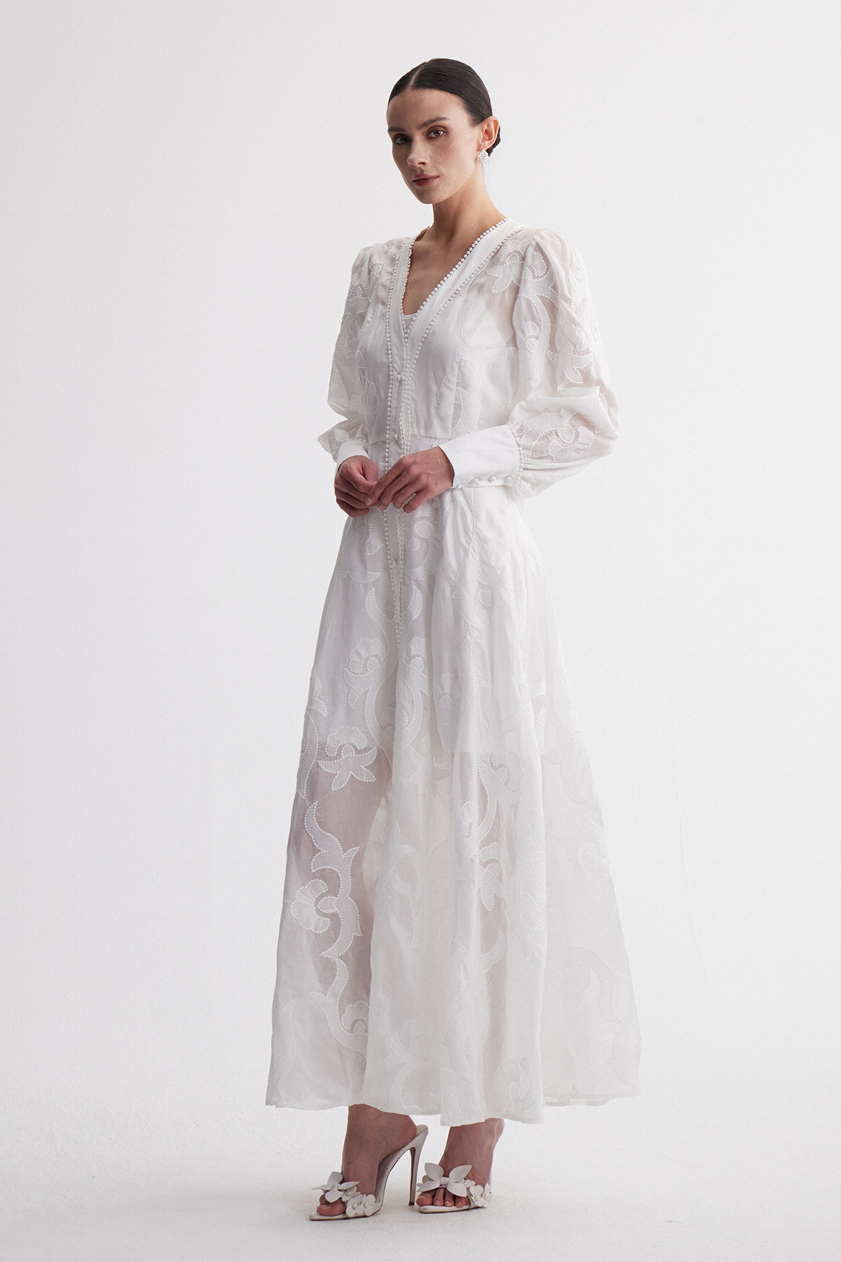 Islam Balloon Sleeve Embroidered Maxi Dress