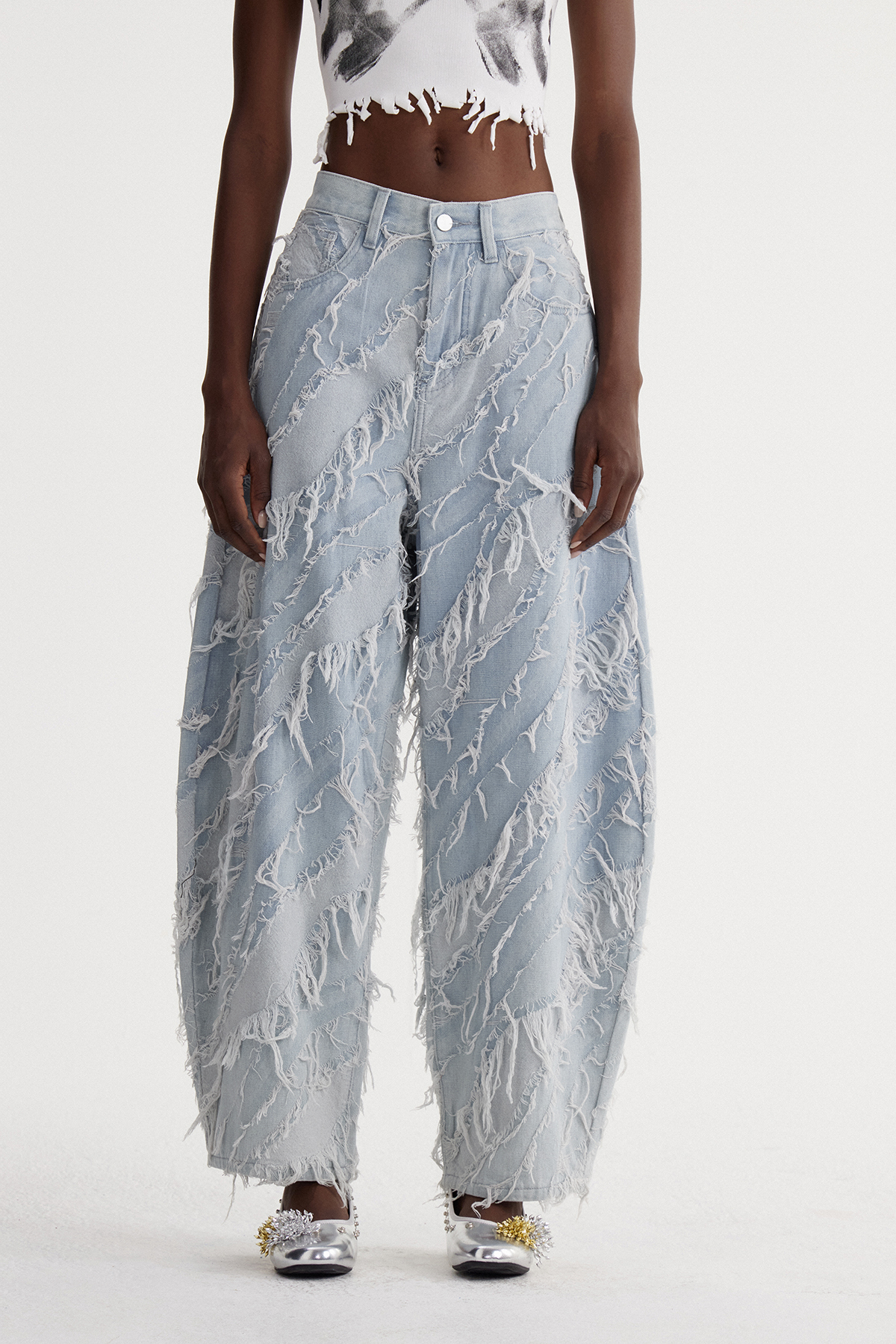 Islom Fringe Baggy Jeans