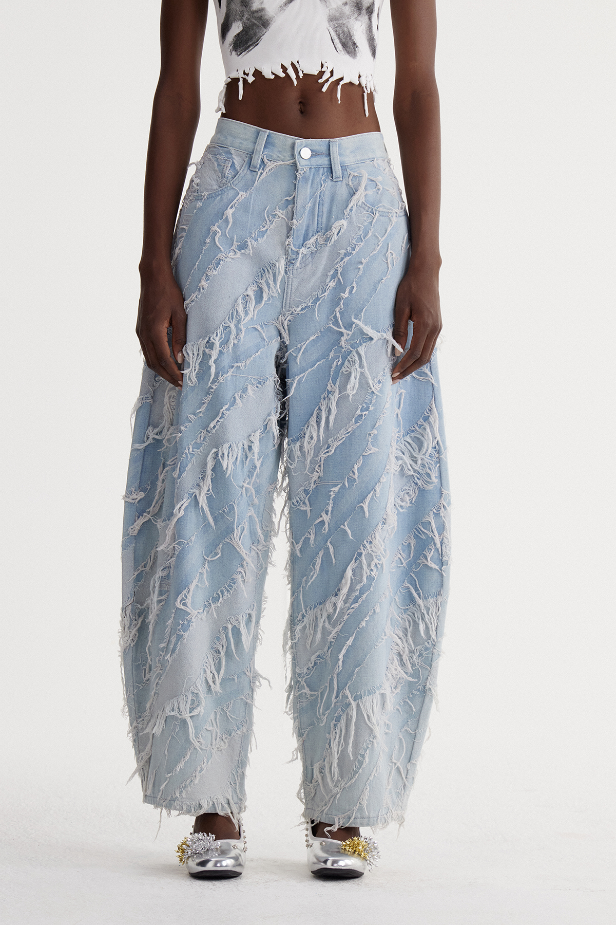 Islom Fringe Baggy Jeans