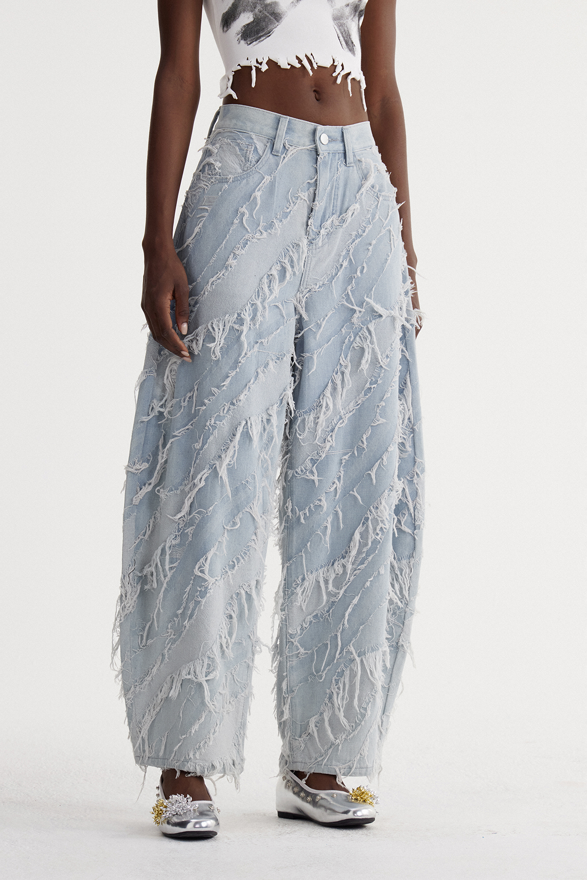 Islom Fringe Baggy Jeans
