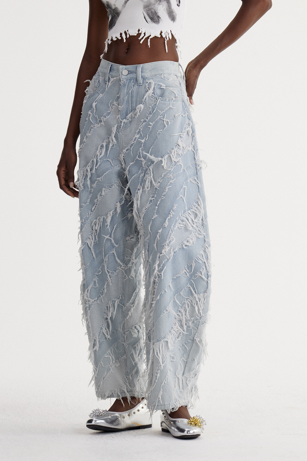 Islom Fringe Baggy Jeans